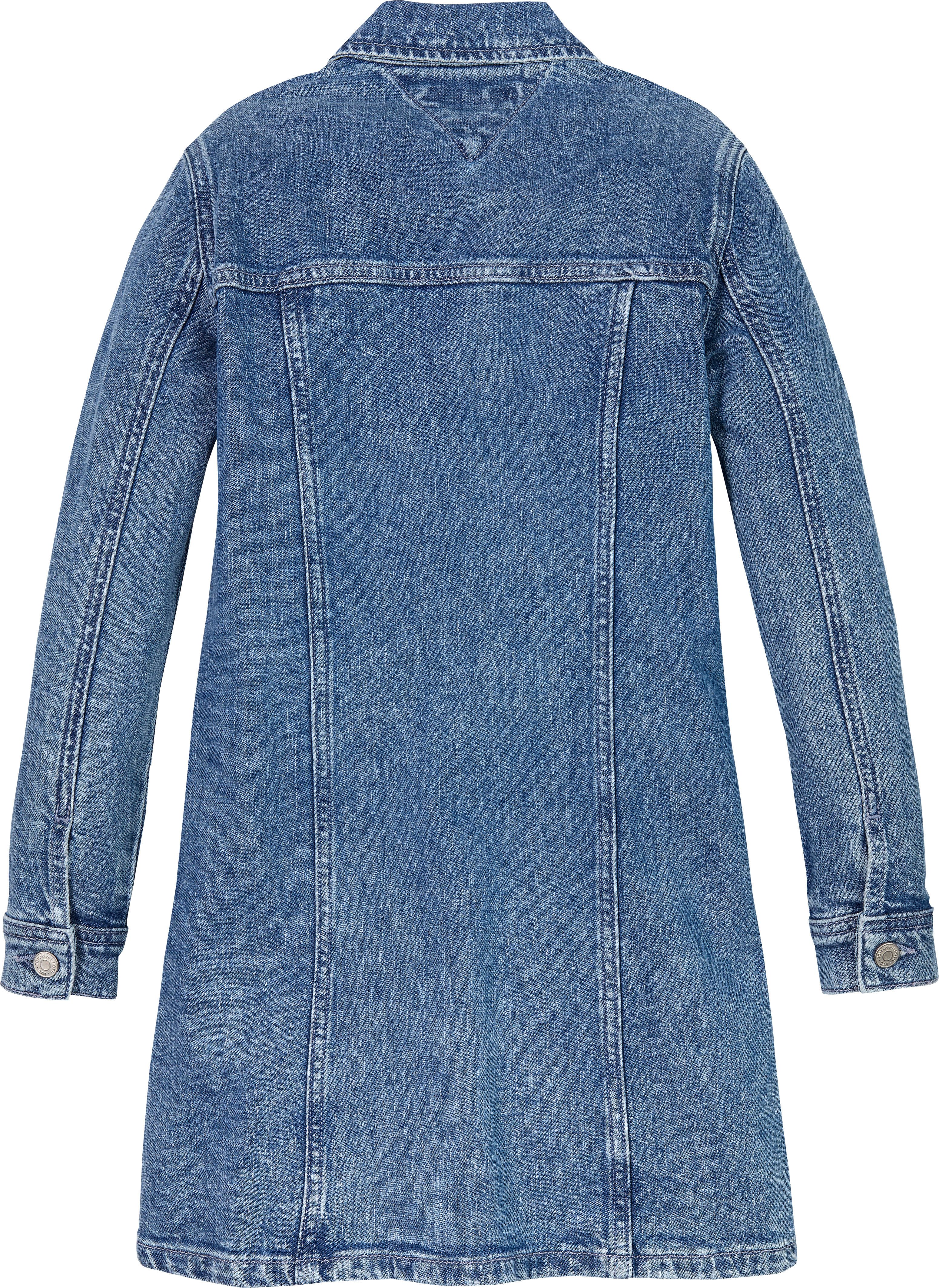 Tommy Hilfiger Jeans jurk DENIM DRESS LS met borstzakken in blauwe wassing