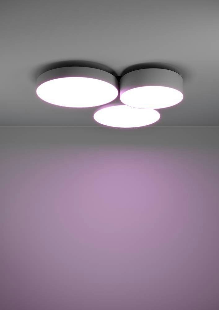 EGLO Plafondlamp BARBANO-Z plafondlamp, grijs wit, ZigBee 3.0, disco-modus, timer App en spraakbesturing Alexa, 60,5 x 56,5 x 9 cm, excl. afstandsbediening (1 stuk)