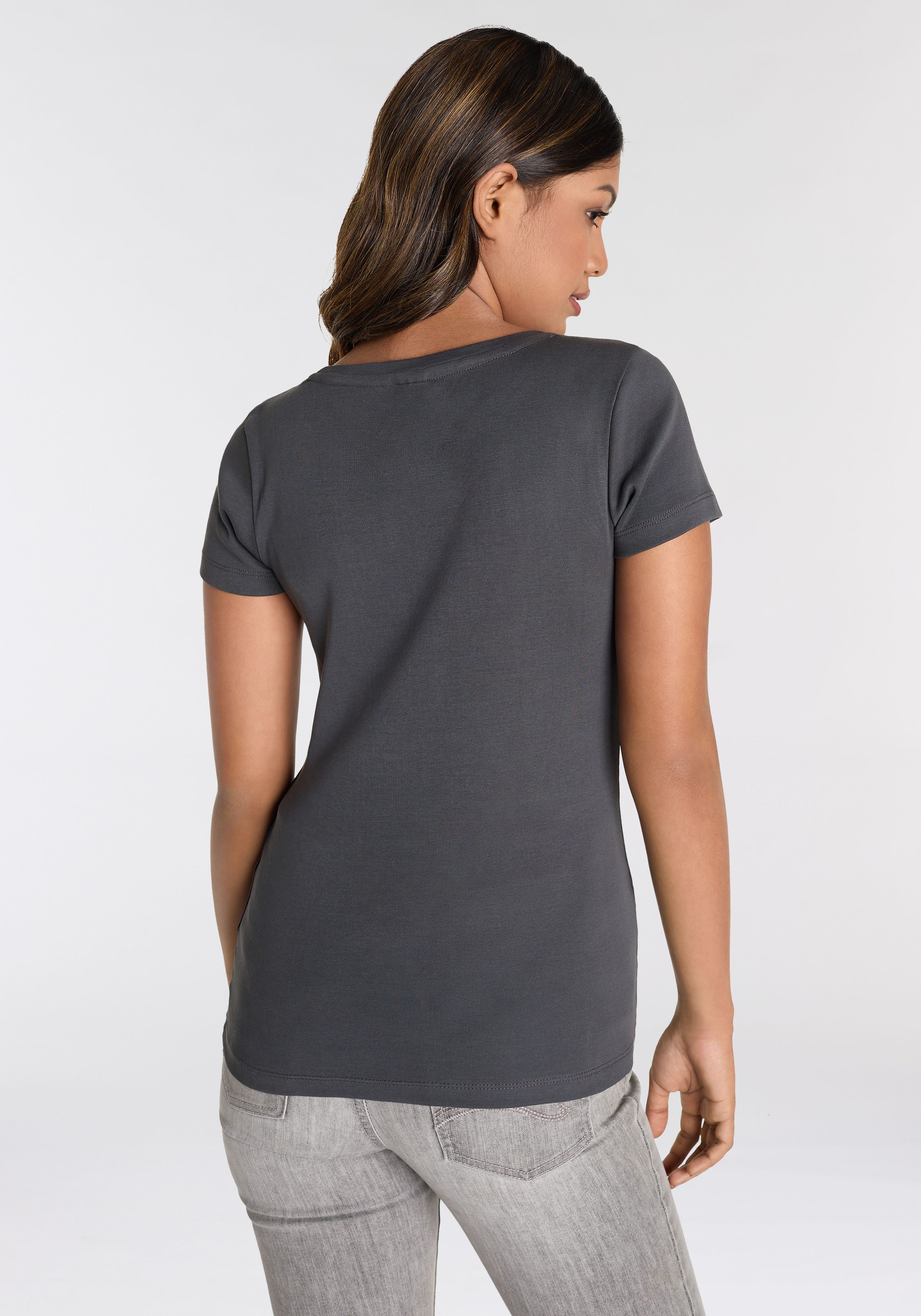 KangaROOS T-shirt Korte mouwen, lichaamsnauwkeurige pasvorm, van ribstof
