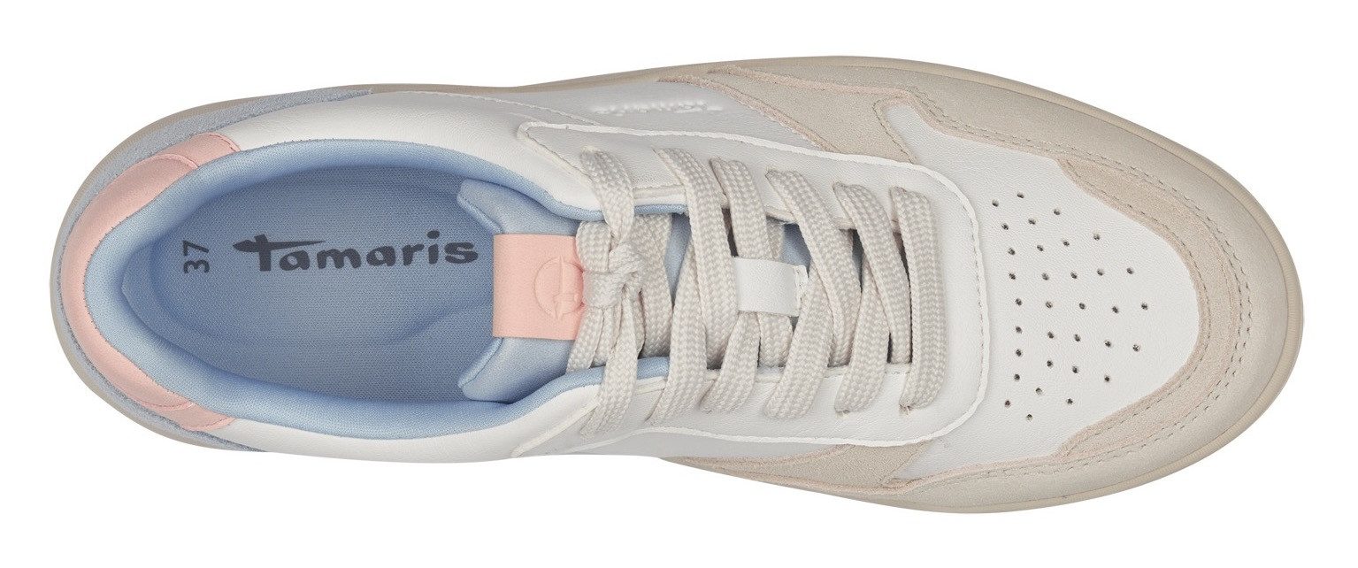 Tamaris Plateausneakers vrijetijdsschoen, lage schoen, veterschoen met contrastafwerkingen