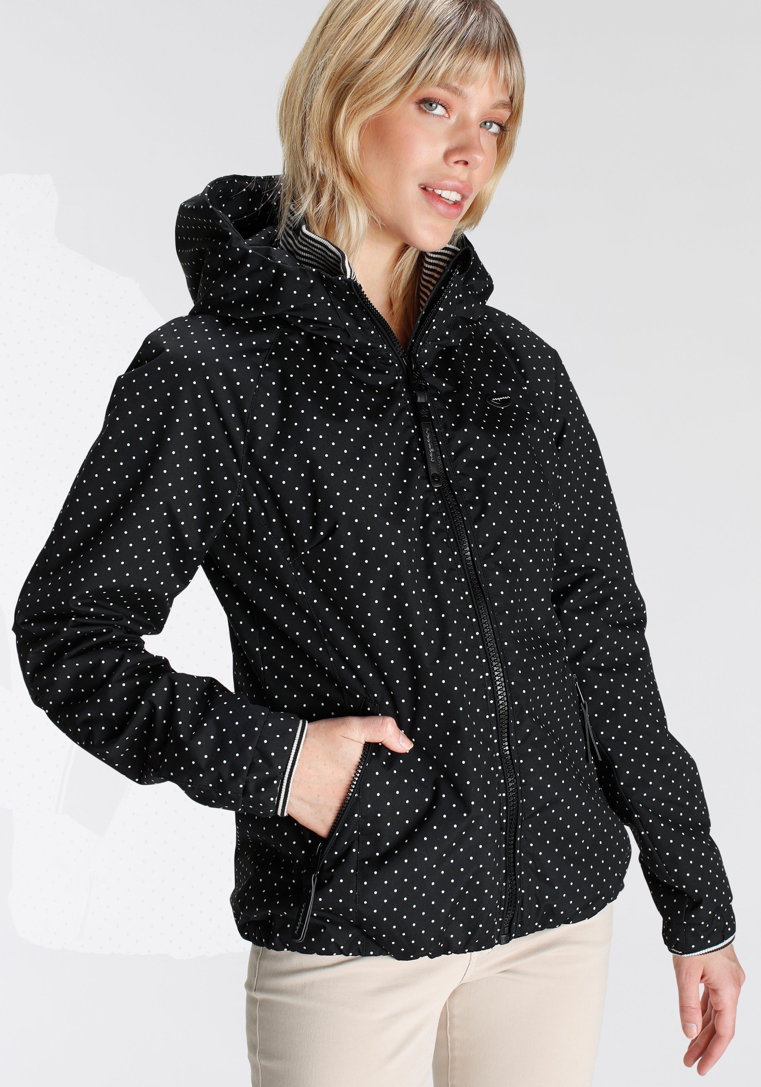 Ragwear Outdoorjack DIZZIE DOTS O trendy jas met capuchon voor het tussenseizoen