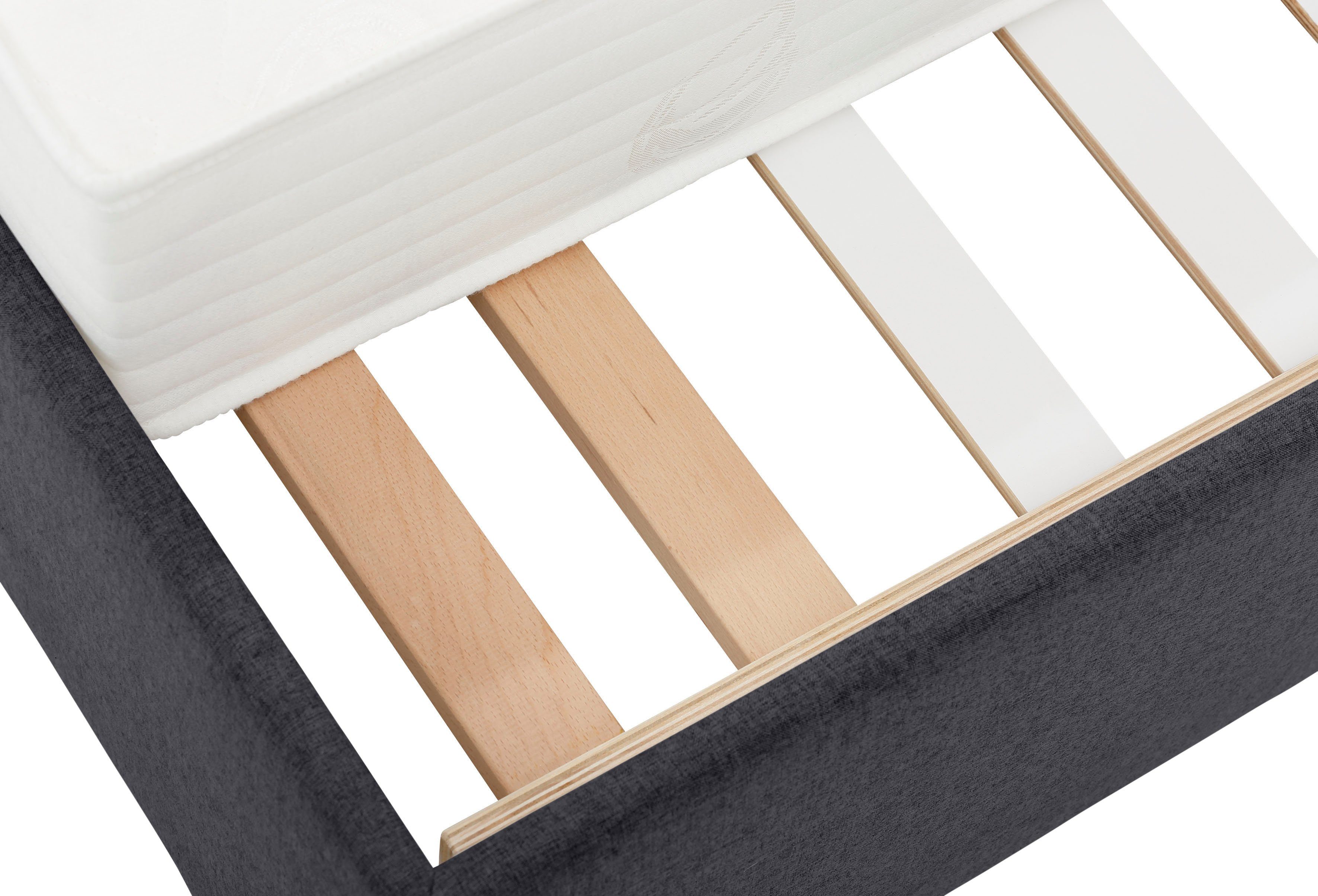 Lüttenhütt Gestoffeerd bed Endres met bedkist, naar keuze zonder matras/lattenbodem of incl. matras