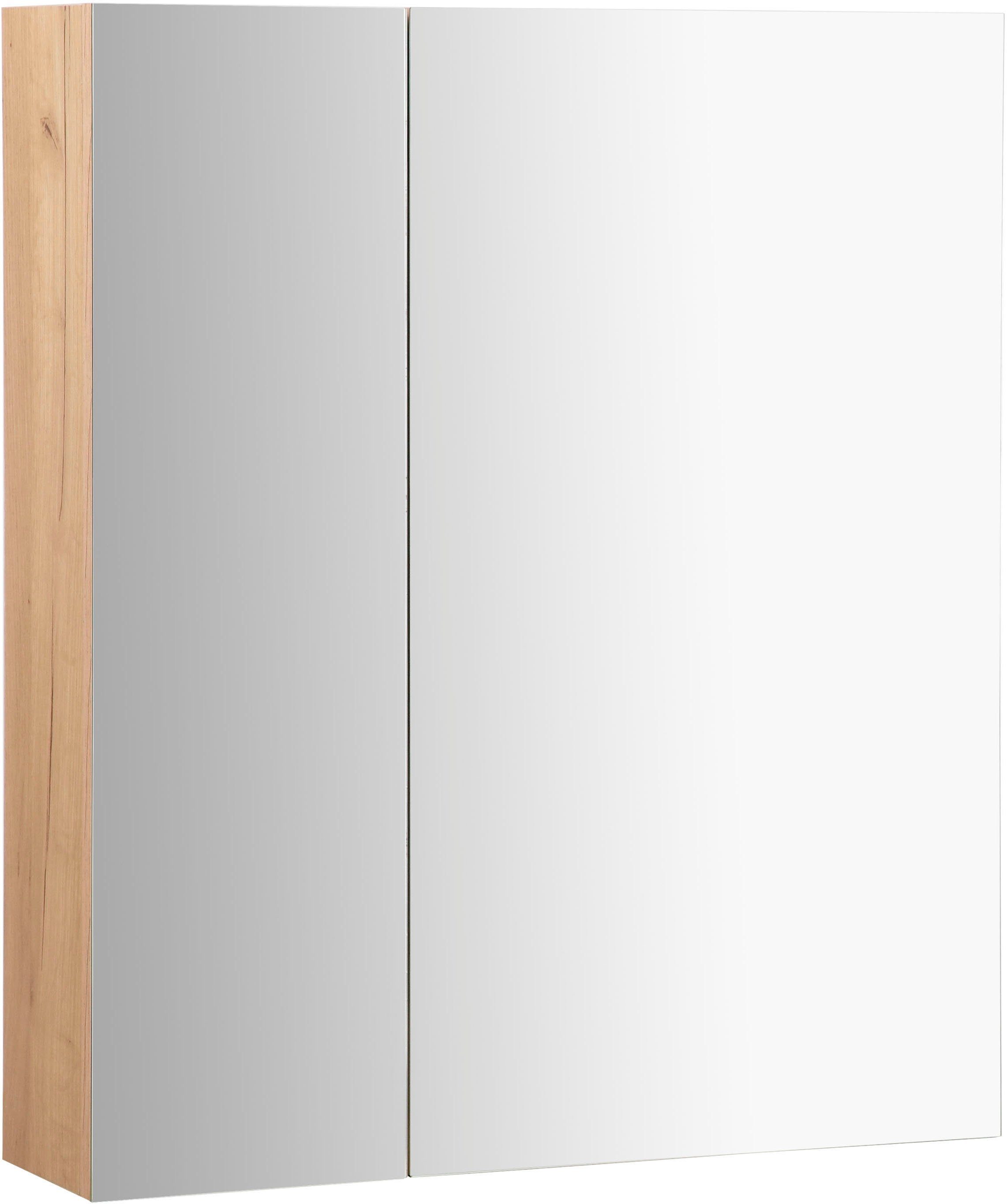 welltime Badkamerserie Lund badkamermeubelset badkamerkast badkamerset Spiegelkast, wastafelonderkast en wasbak breedte 60 cm (complete set)