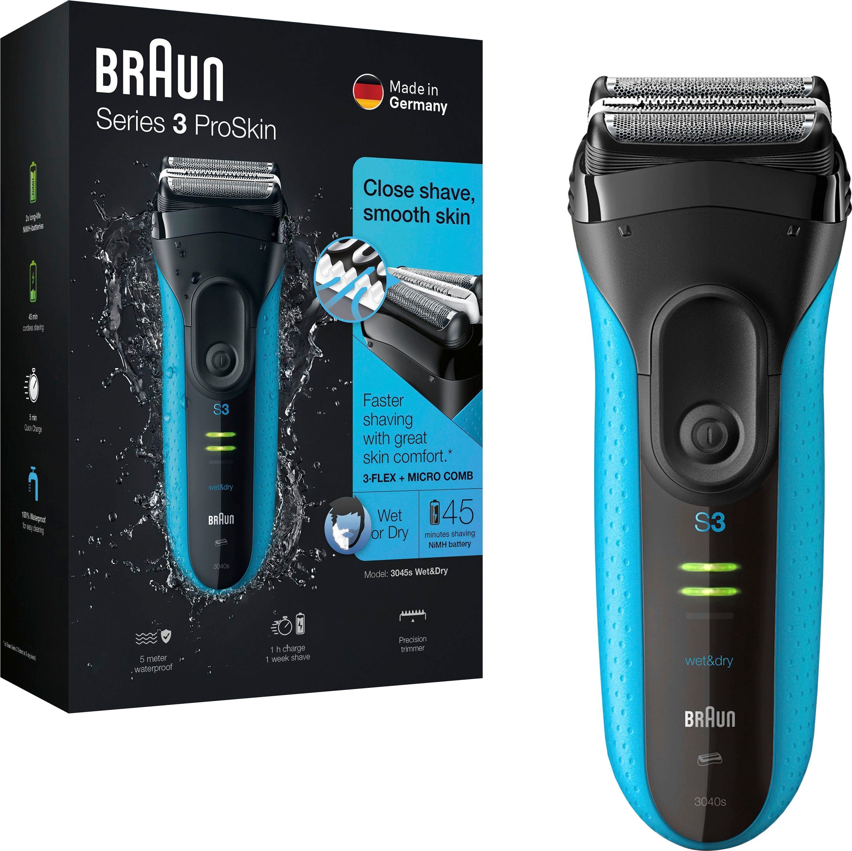 Braun Elektrisch scheerapparaat Series 3 ProSkin 3040s Precisietrimmer, Wet&Dry
