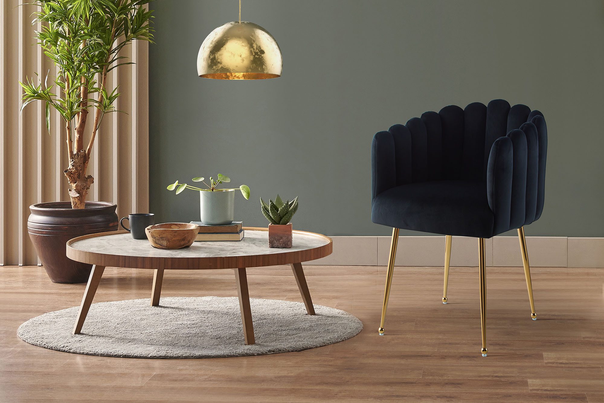 Kayoom Stoel Muna 125, BESTSELLER! opvallende rug-/armleuning in schelpvorm opvallende gevlochten rugleuning, fluwelen bekleding, goudkleurige poten (1 stuk)