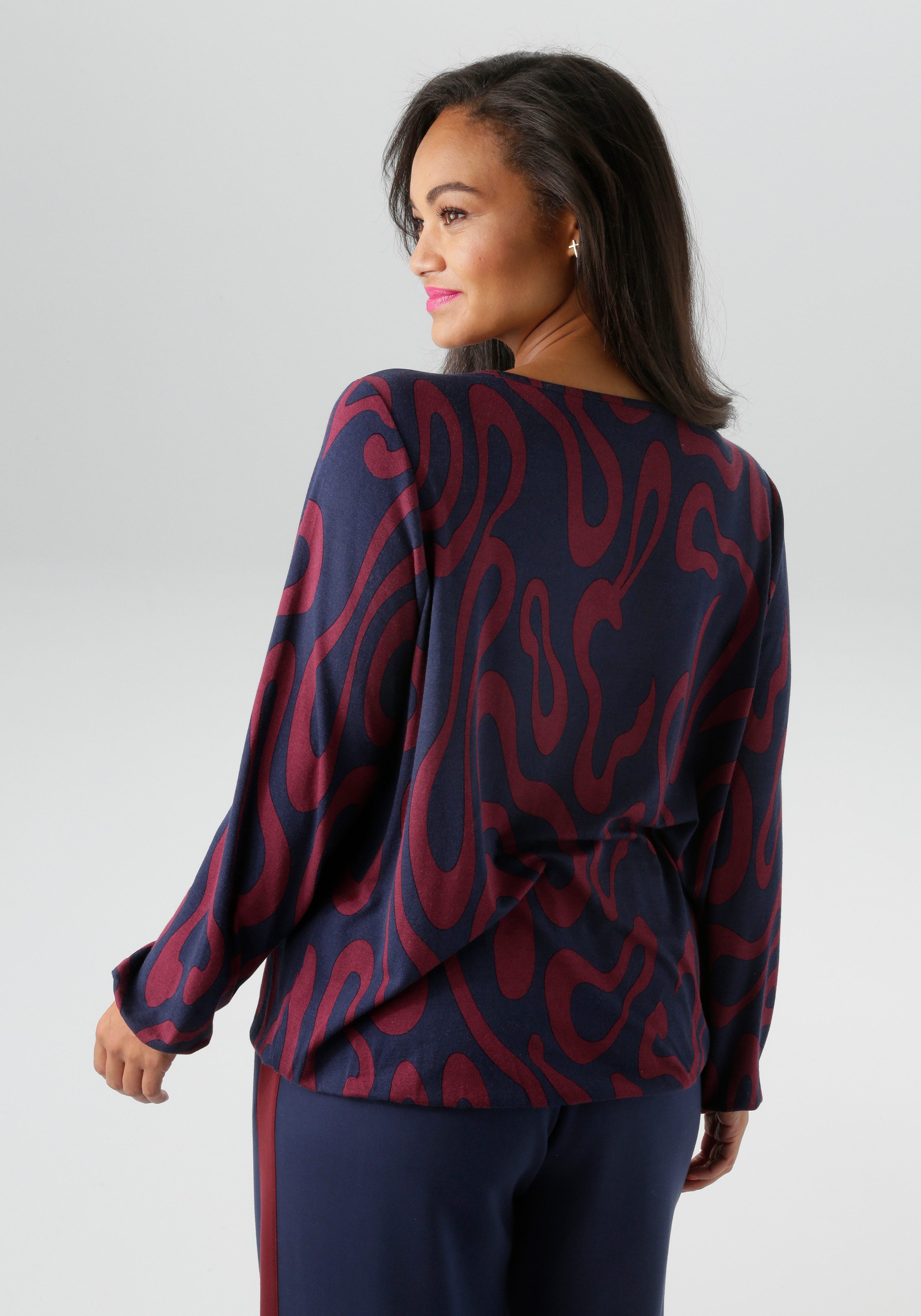 Aniston PLUS Shirt met lange mouwen met groot grafisch druk