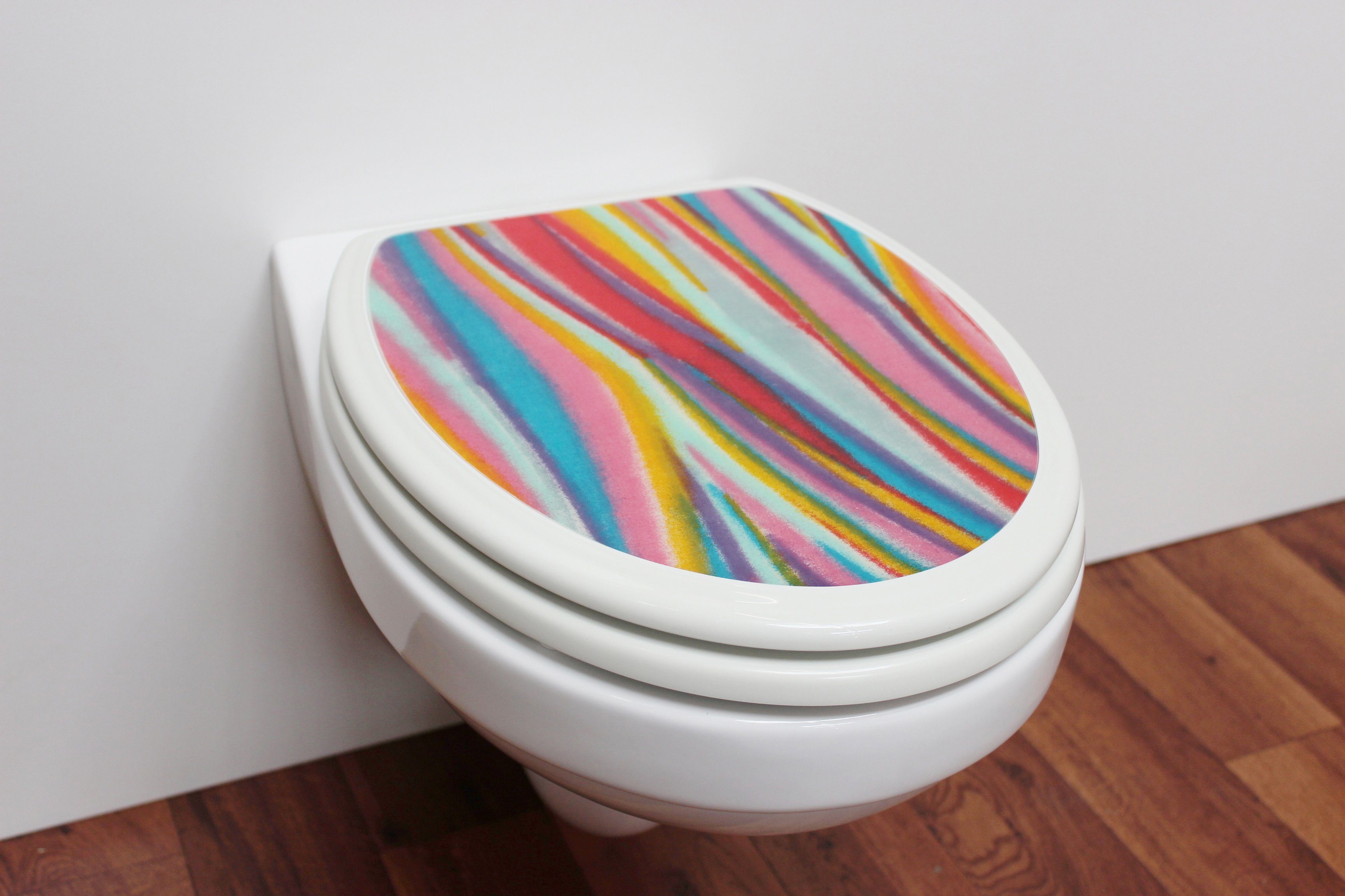 ADOB Toiletzitting Strepen met messingverchroomde scharnieren