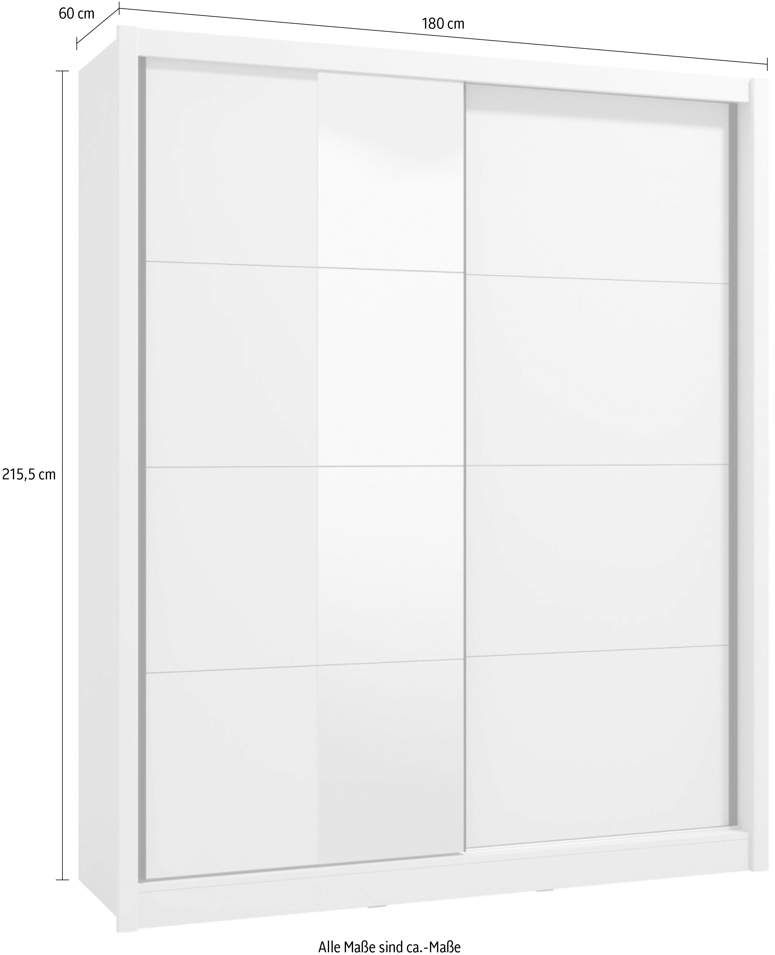 INOSIGN Schuifdeurkast Albi, slaapkamerkast, linnenkast in cashmere of wit Kledingkast met spiegel MET binneninrichting, FSC®-gecertificeerd
