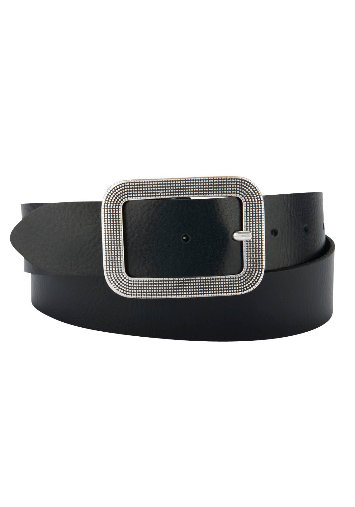BERND GÖTZ Leren riem met grote, fijngeciseleerde rechthoekige gesp unisex riemen maat 105 zwart