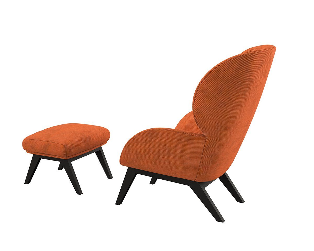 FLEXLUX Oorfauteuil Adria designstoel, loungestoel, Stijl & comfort, organische vorm, zwarte houten voet