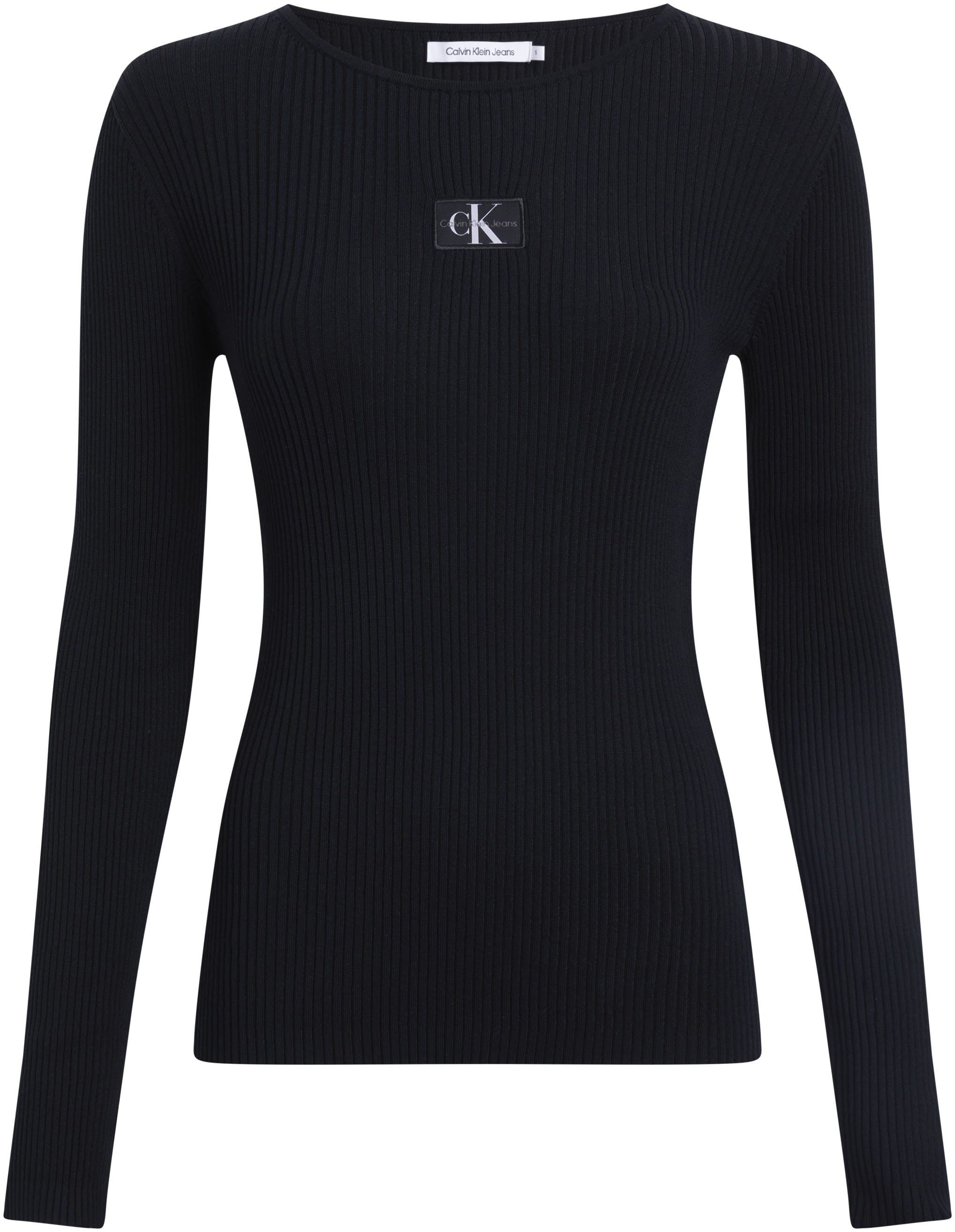 Calvin Klein Trui met ronde hals WOVEN LABEL TIGHT SWEATER