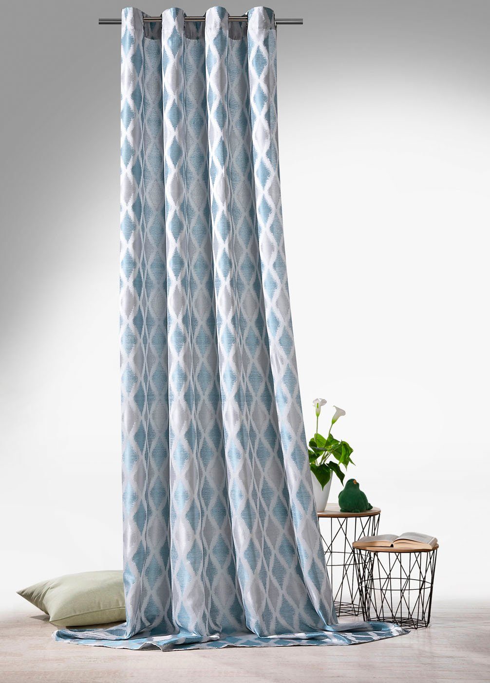 Weckbrodt Gordijn Ruit Jacquard, gestructureerd, ondoorzichtig, ruitmotief, gordijn, store (1 stuk)