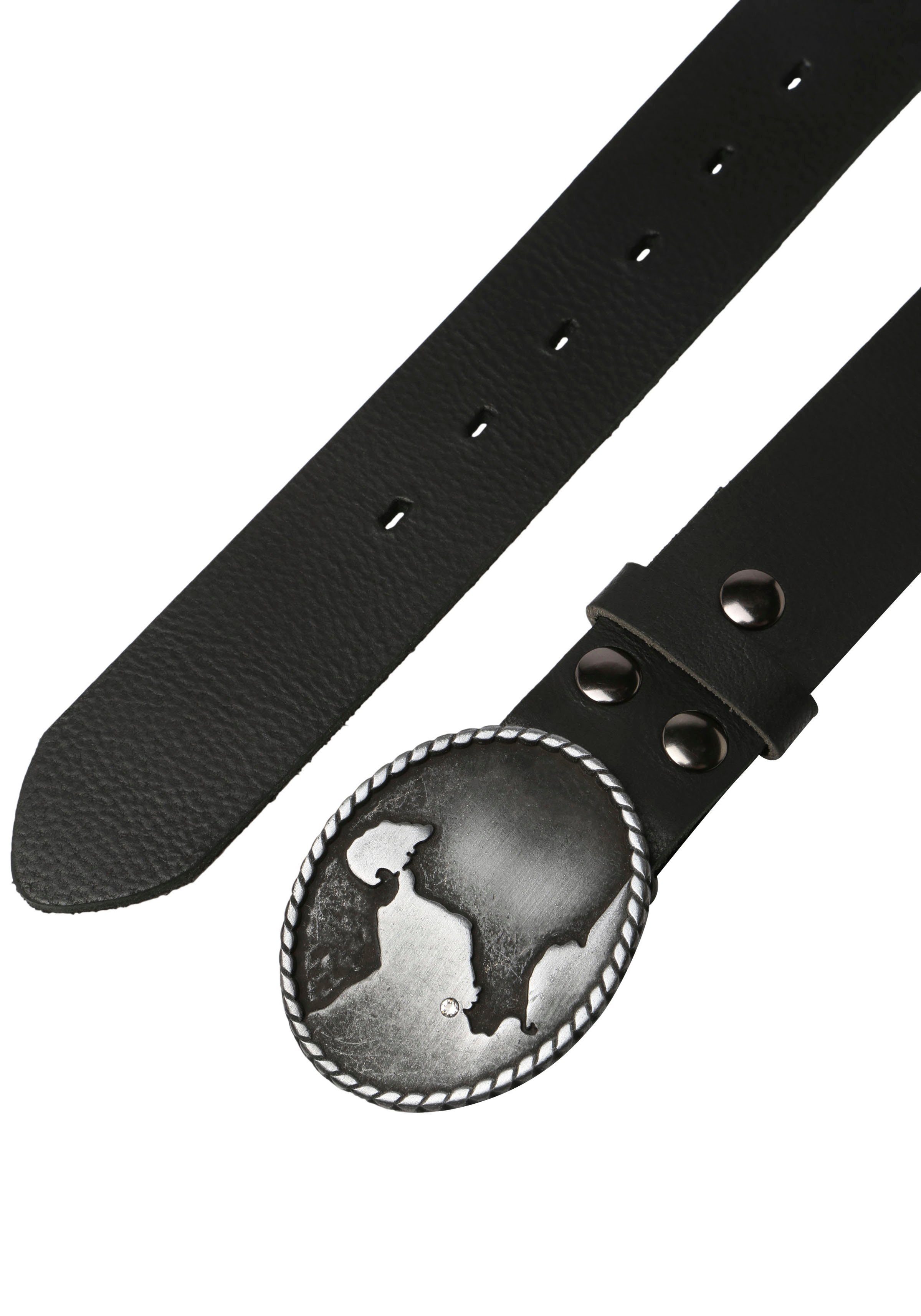 RETTUNGSRING by showroom 019° Leren riem Sluiting "Neustadt zwart gesatineerd met Swarovski-kristal veredeld"