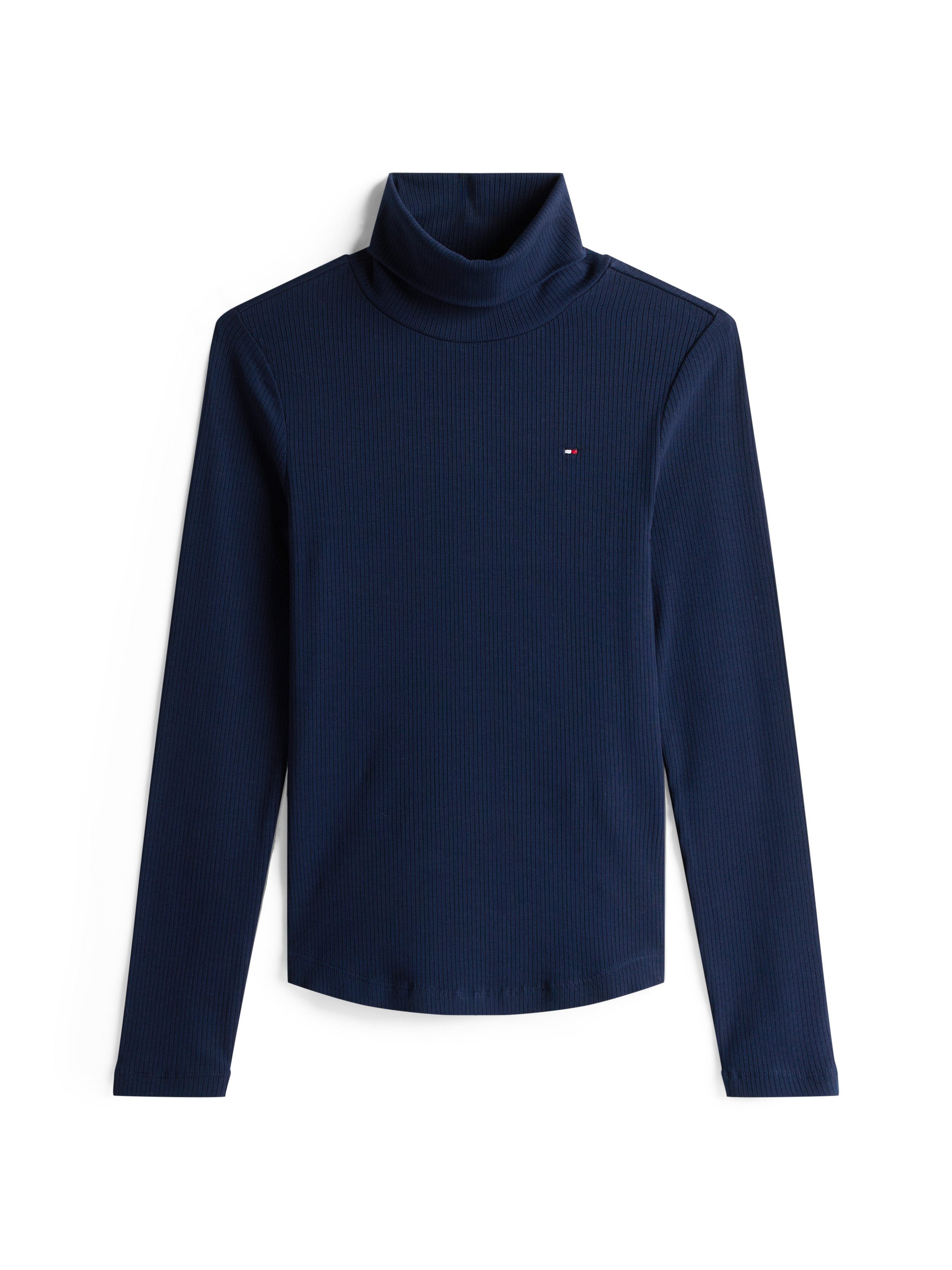 Tommy Hilfiger Shirt met lange mouwen SLIM 5X2 RIB ROLL-NK LS in een geribde structuur