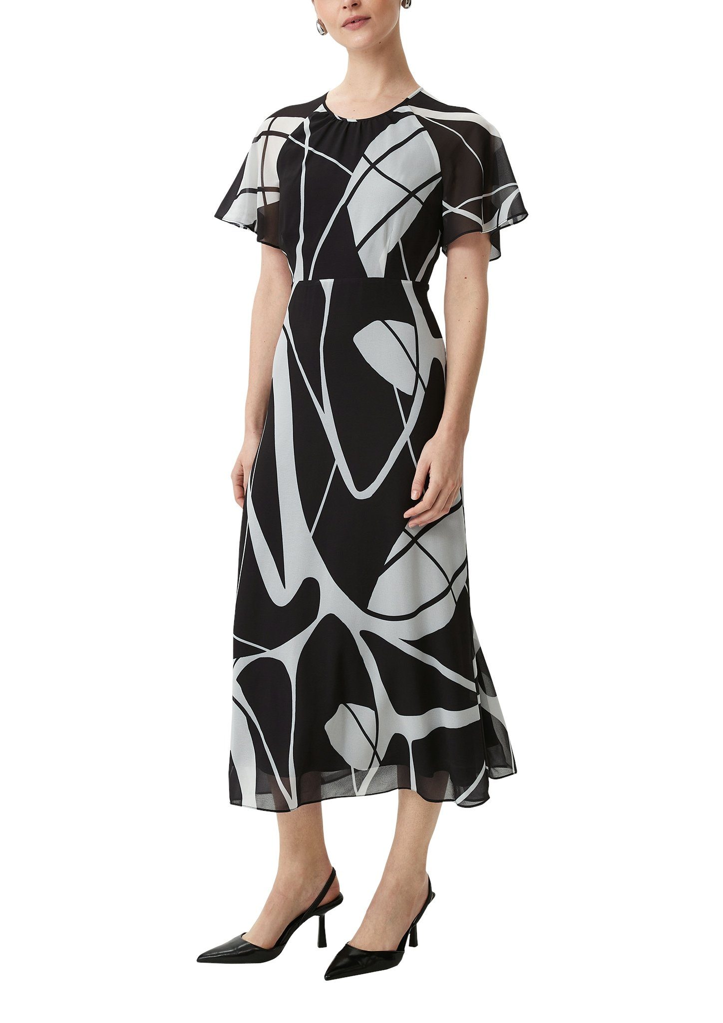 Comma Chiffon jurk met print all-over