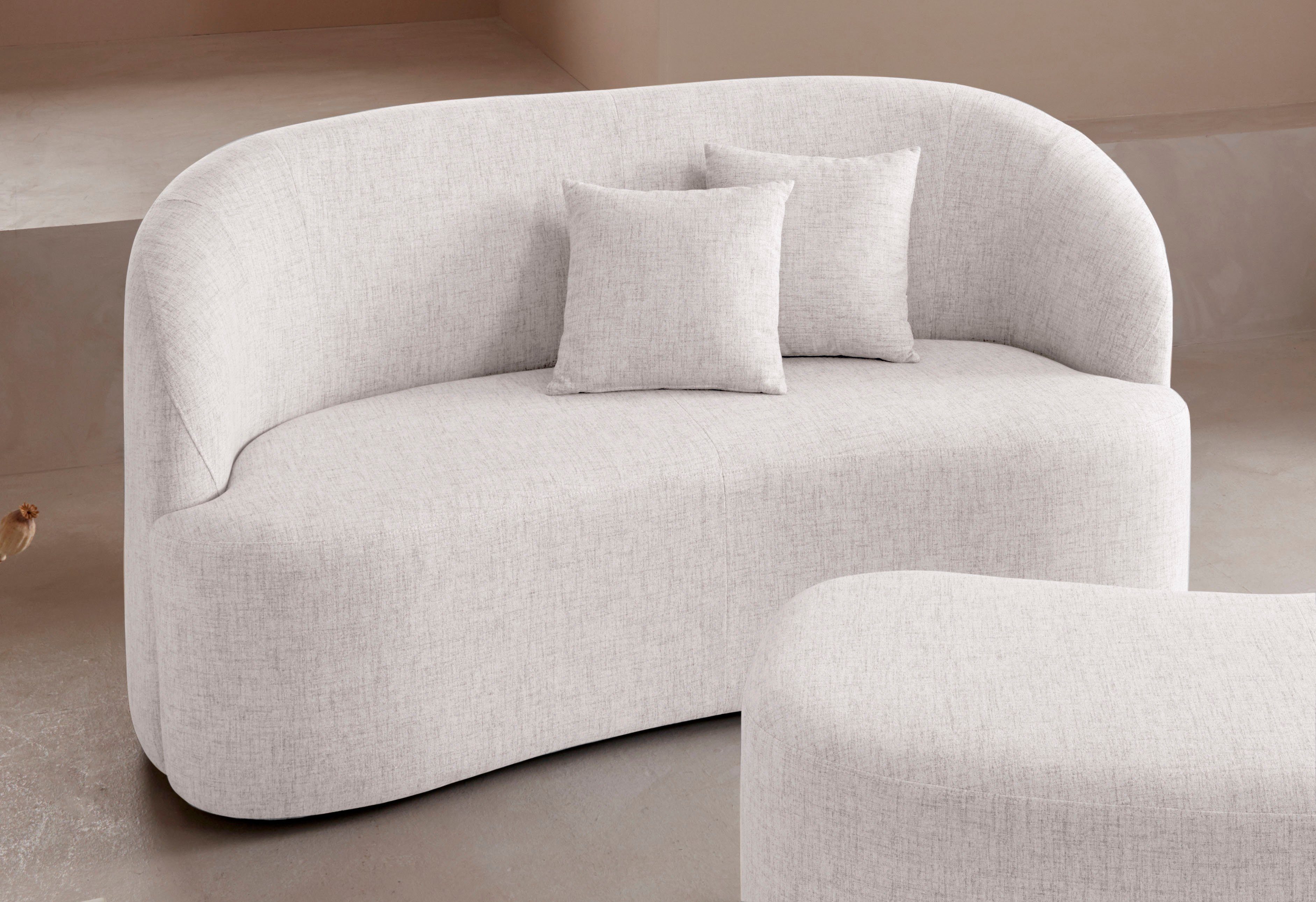 LeGer Home by Lena Gercke 2-zitsbank Dilara afgeronde rugleuning en front, in 3 stofkwaliteiten