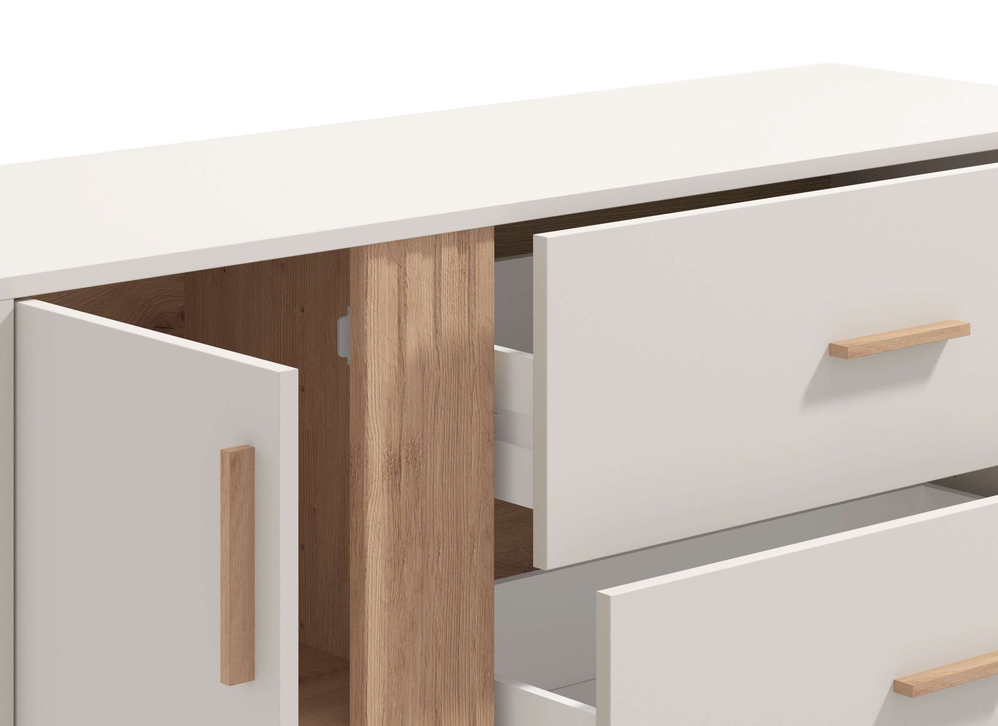 Home affaire Kast Belfort ladekast dressoir 3 laden en 1 deur 125x40x90, fsc®-gecertificeerd houtmateriaal, trendkleur cashmere