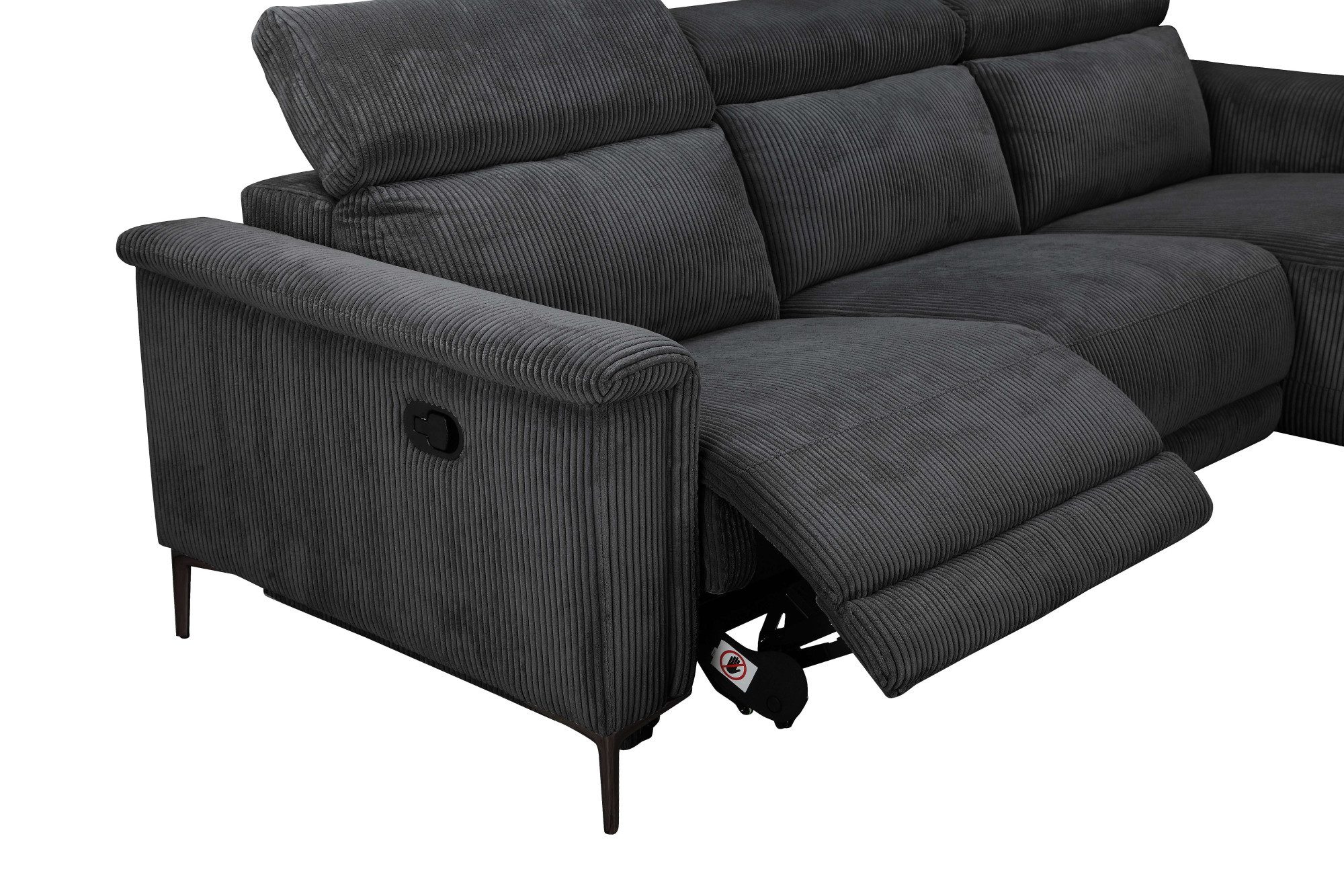 Home affaire Hoekbank Lund in cord, L-vorm, 261 cm, handmatige en elektrische relaxfunctie