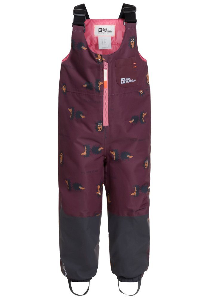 Jack Wolfskin Outdoorbroek GLEELY 2L INS PRINT BIB K kinderen outdoorbroeken maat 92 paars
