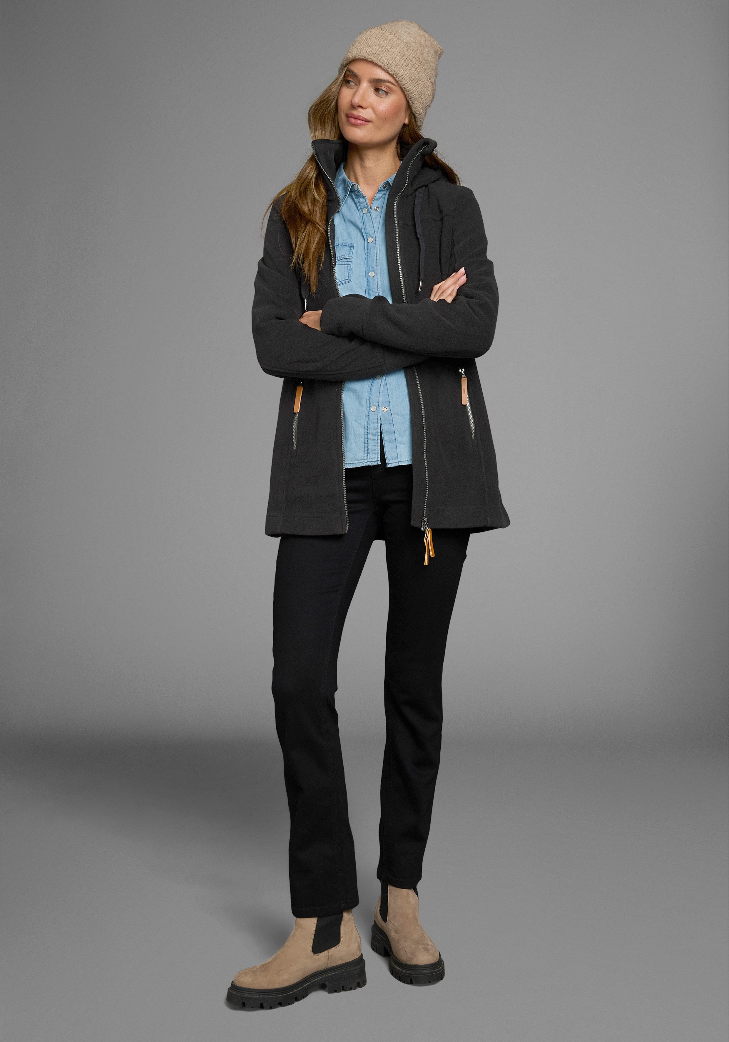 Polarino Fleecejack van fleece, ademend, sneldrogend