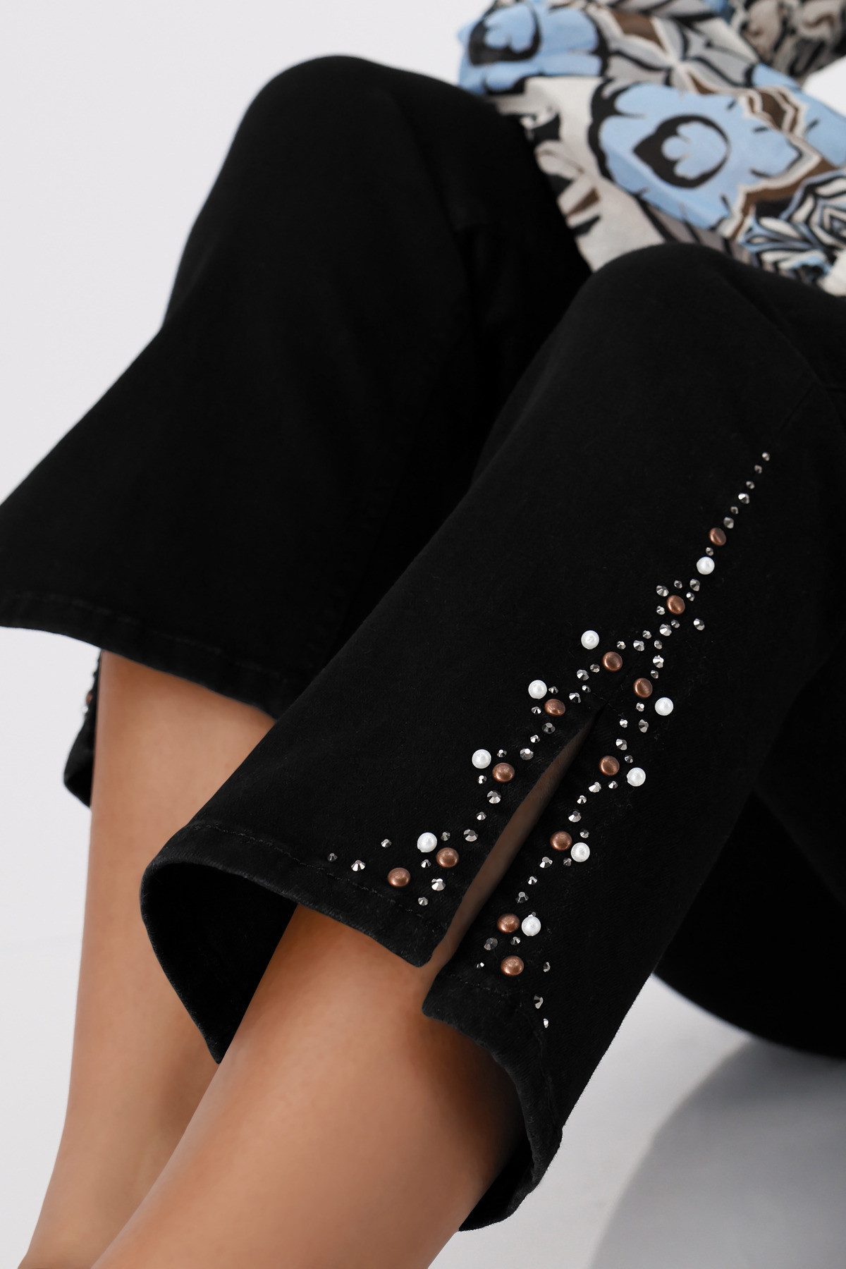 Monari 7/8 broek Jeansbroek met sier 64cm