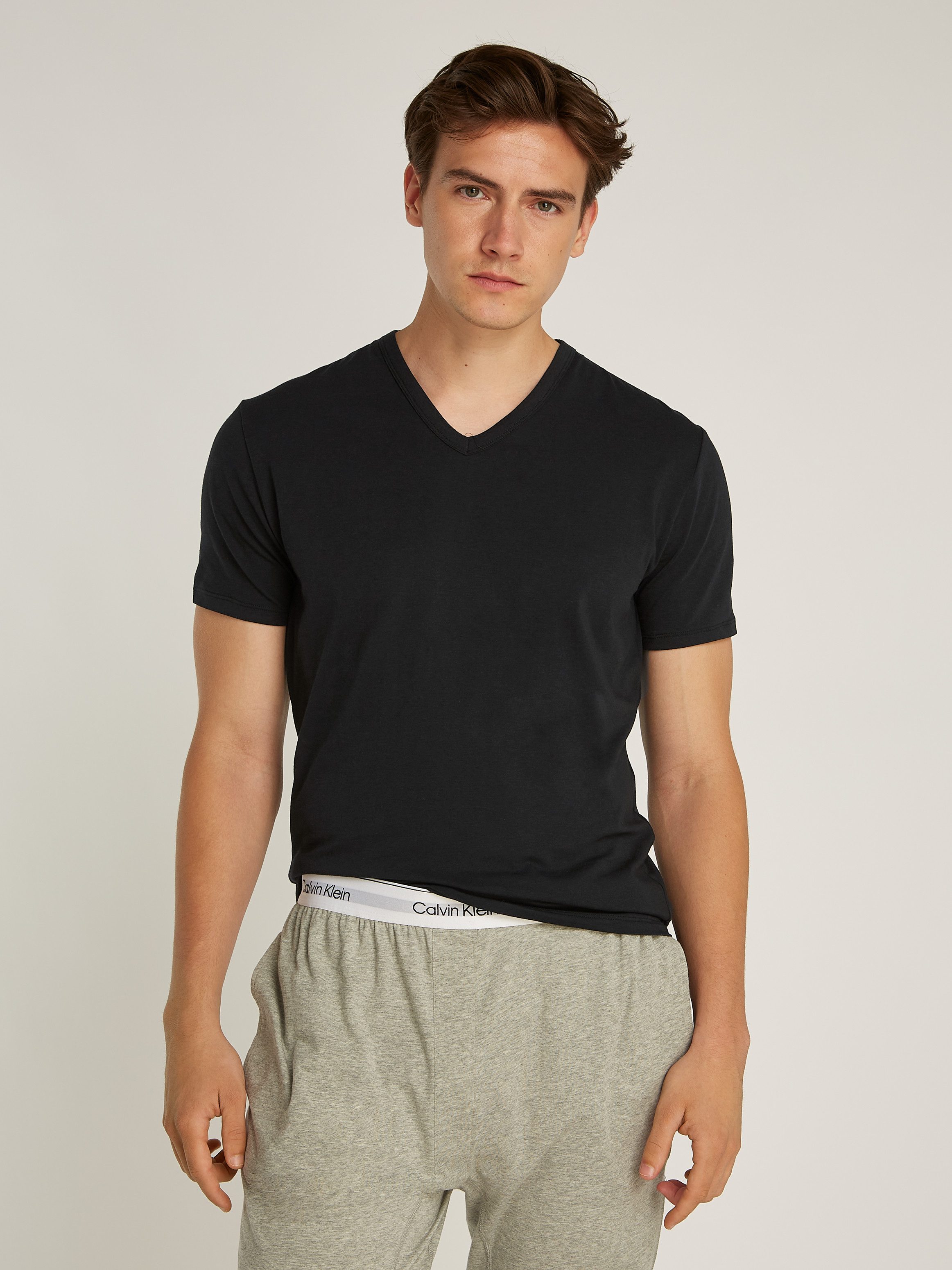 Calvin Klein T-shirt S/S V NECK 3PK met logo aan de zoom (3-delig, Set van 3)