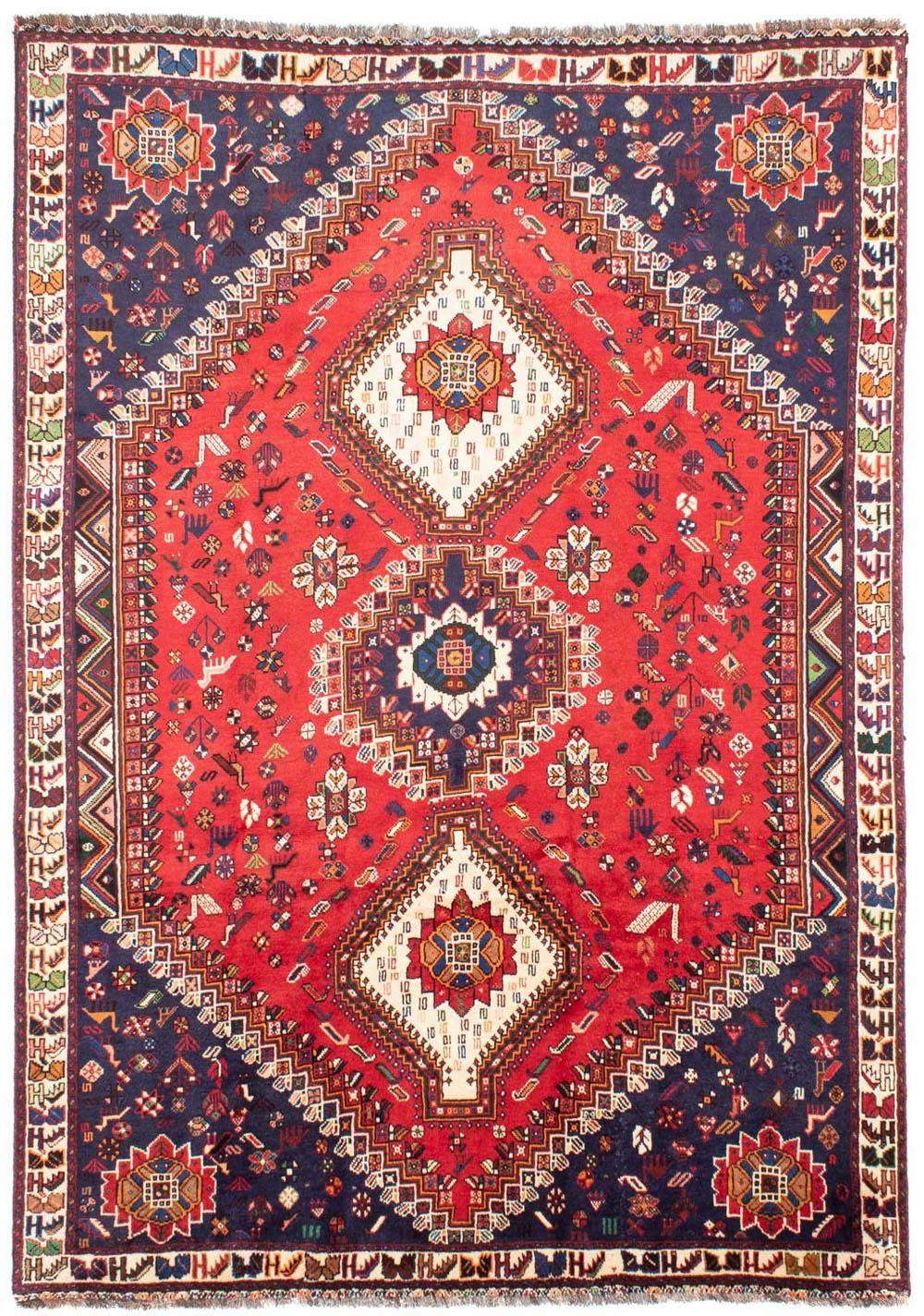 morgenland Wollen kleed Shiraz medaillon rosso 300 x 208 cm Uniek exemplaar met certificaat