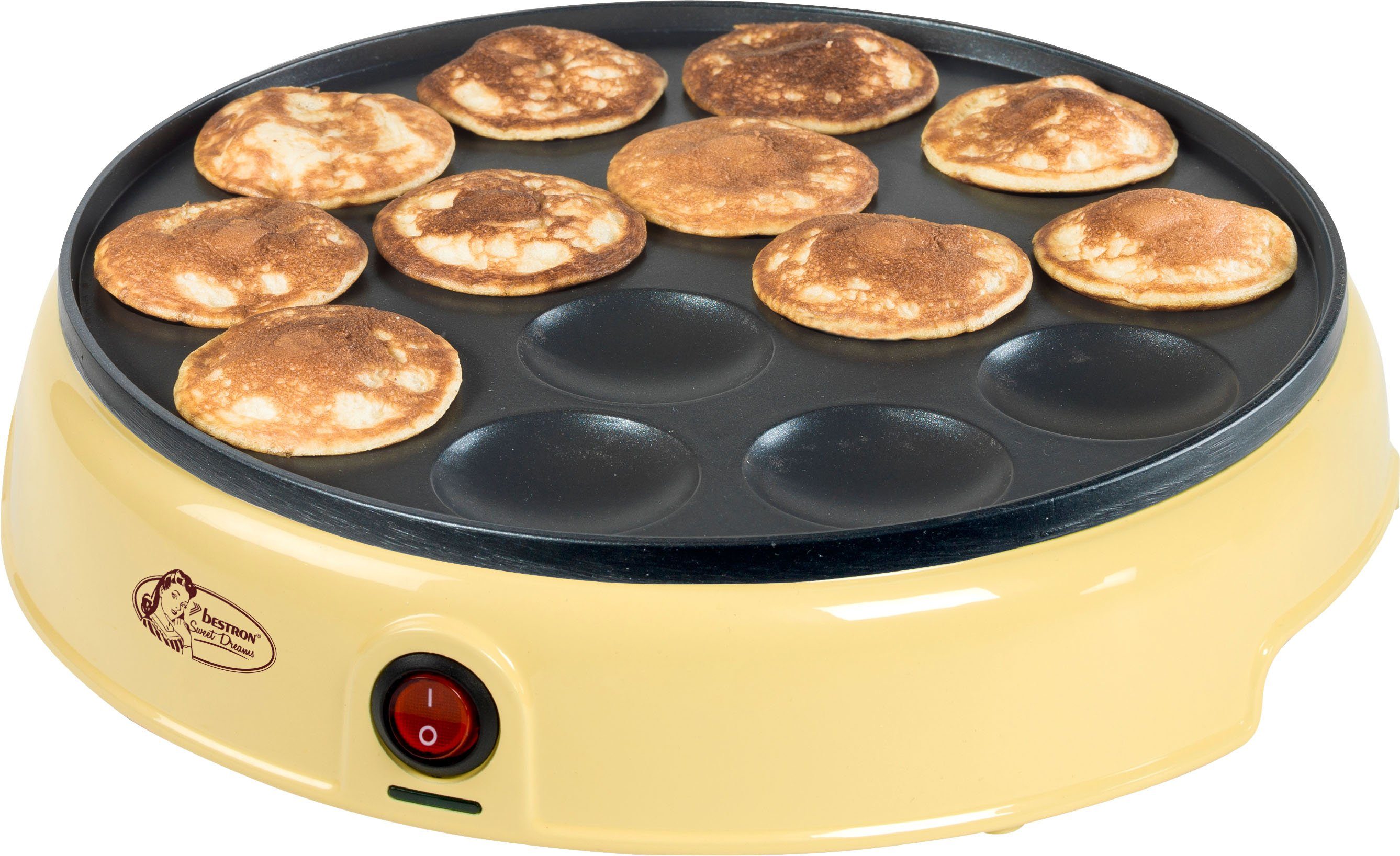 bestron Poffertjes-maker APFM700SD Sweet Dreams in retrodesign, mini-pannenkoekenautomaat,...