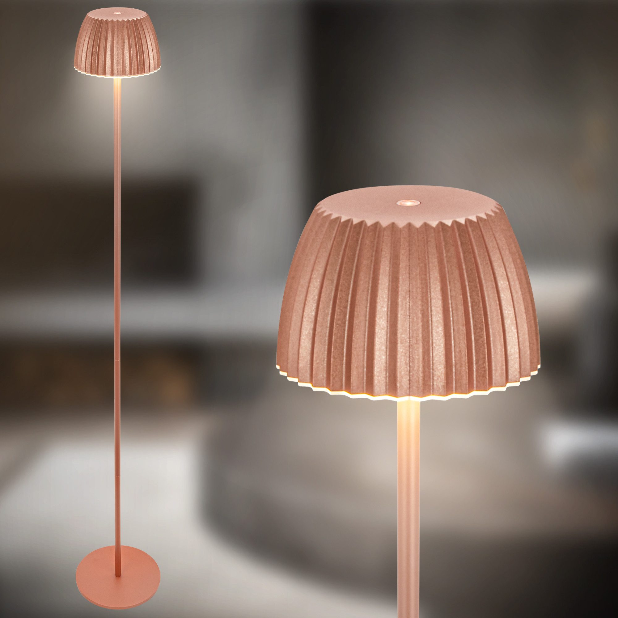 Briloner Leuchten Led-staande lamp Accu LED vloerlamp, koperkleurig