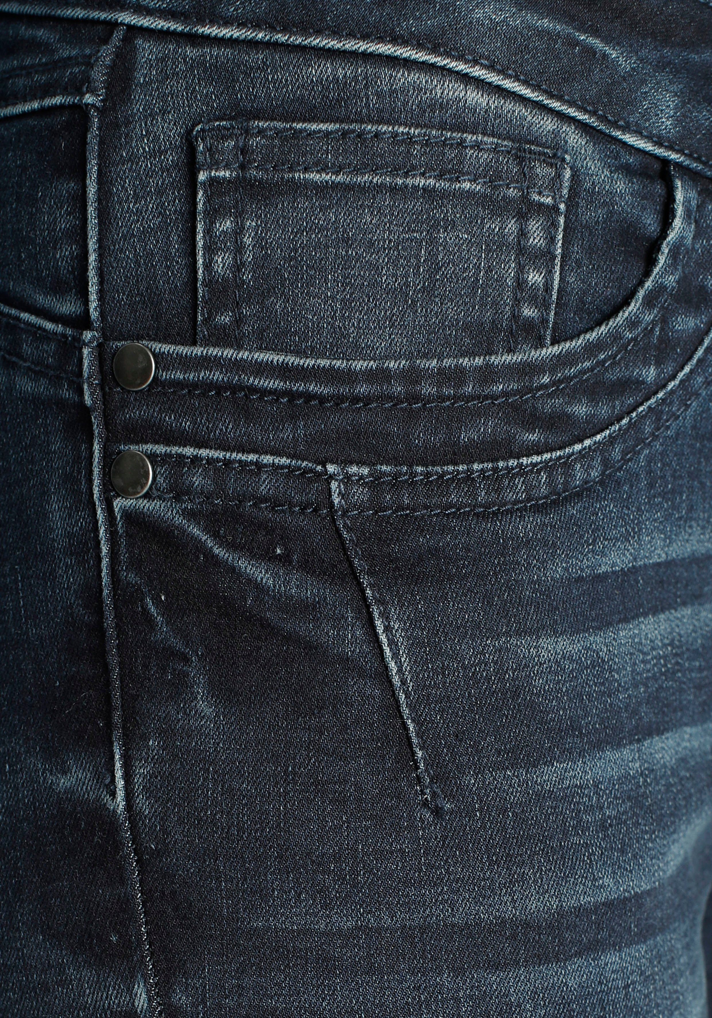 Arizona Skinny fit jeans extra-strakke been snit, used-look-wassing, normale taille