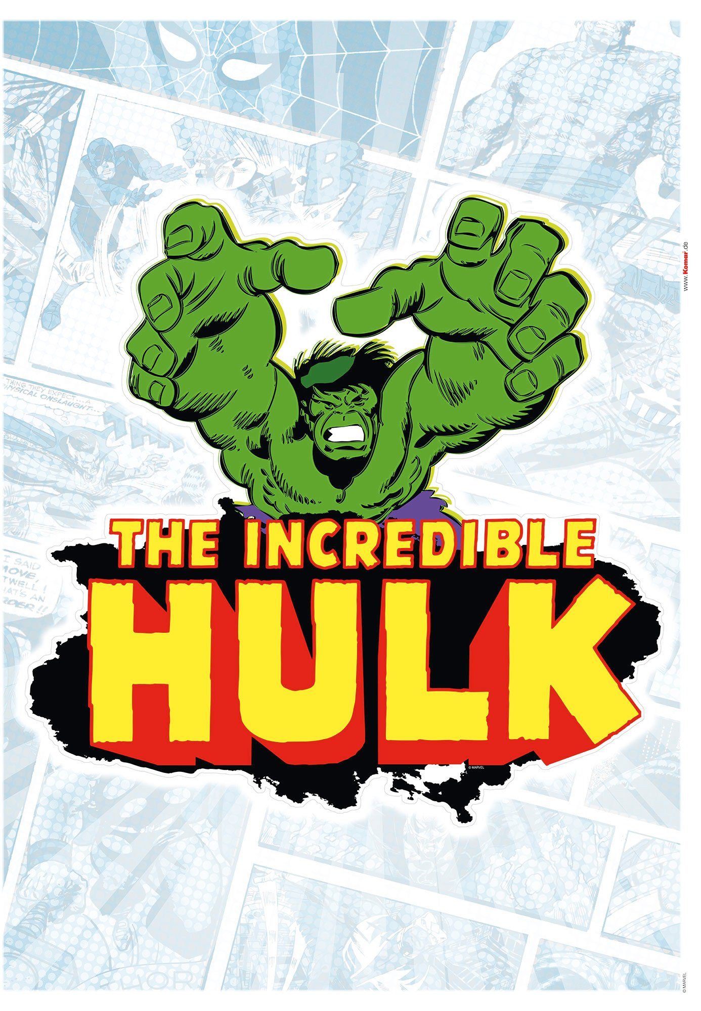 komar wandfolie hulk comic classic 50x70 cm (breedte x hoogte), zelfklevende wandtattoo (1 stuk) multicolor