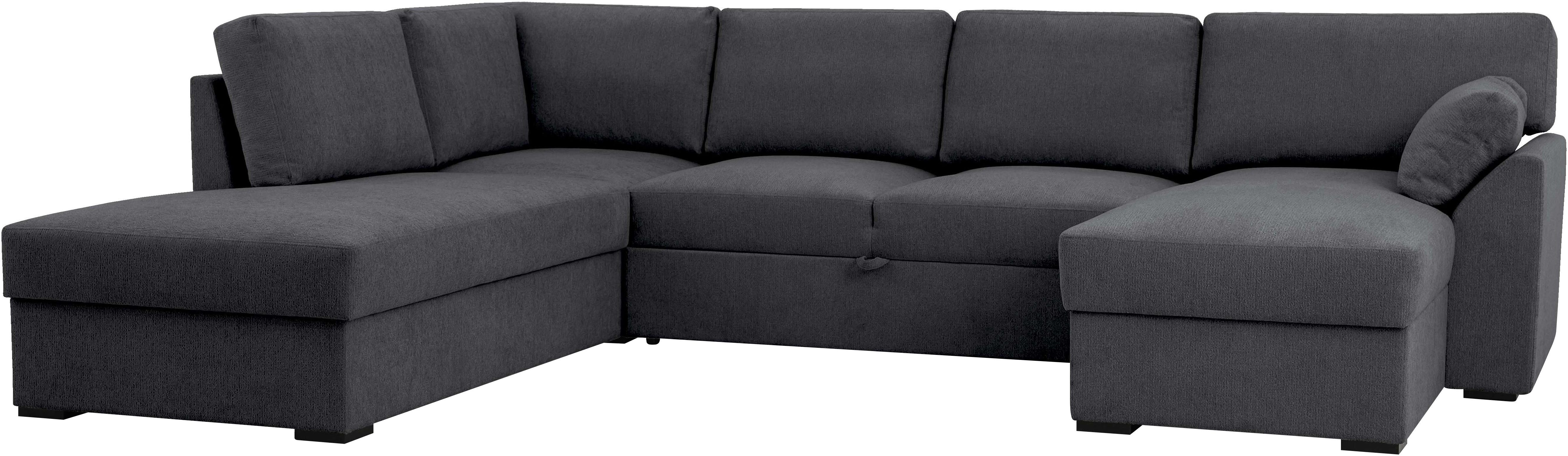 Home affaire Zithoek Citry Breedte 309 cm, chenille, bedfunctie, bedlade, U-vorm