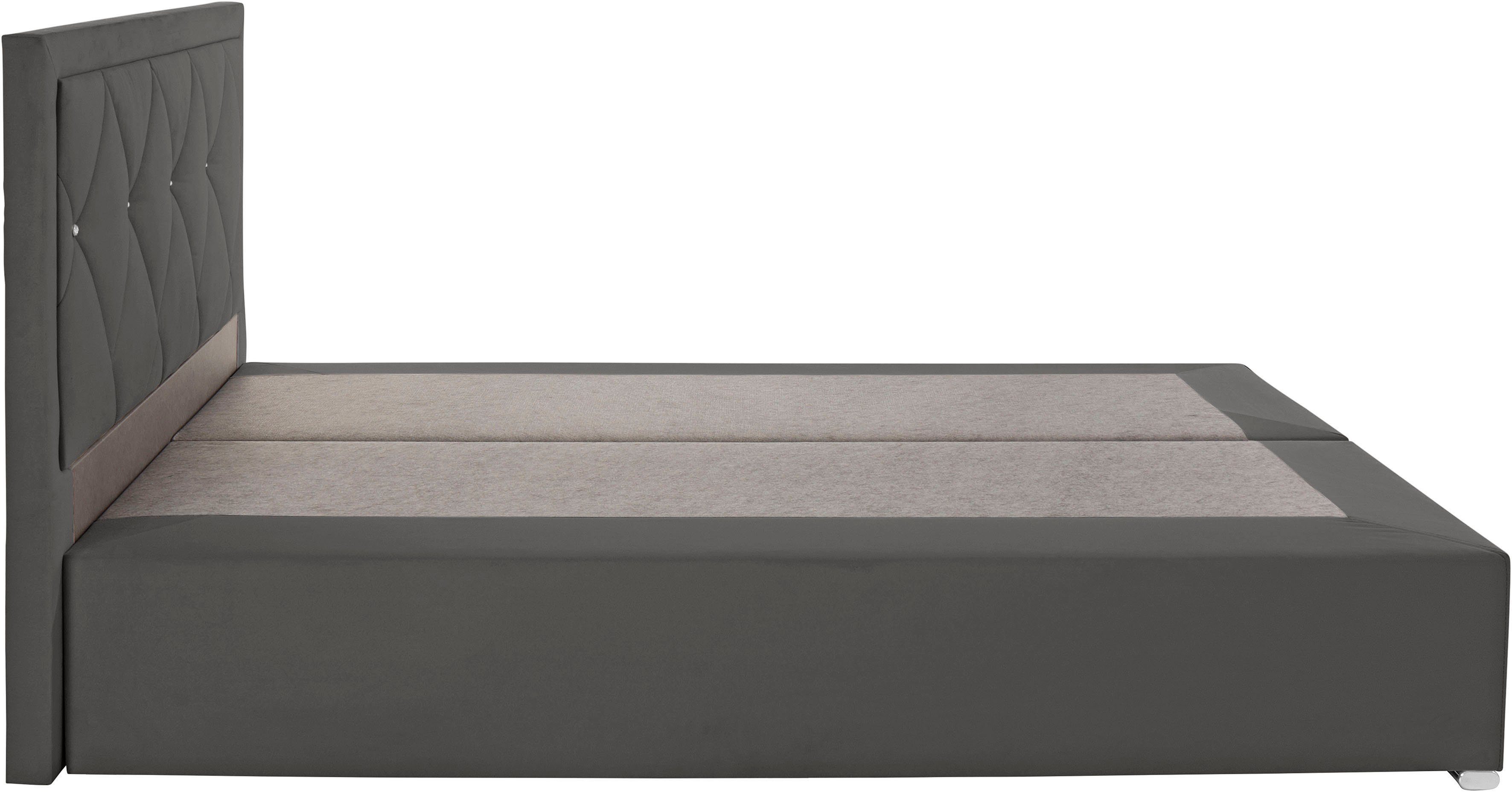 Leonique Boxspring Alfie, bestseller, optioneel met bedlade met strassteentjes in het hoofdbord, h2, h3 en h4 ter keuze