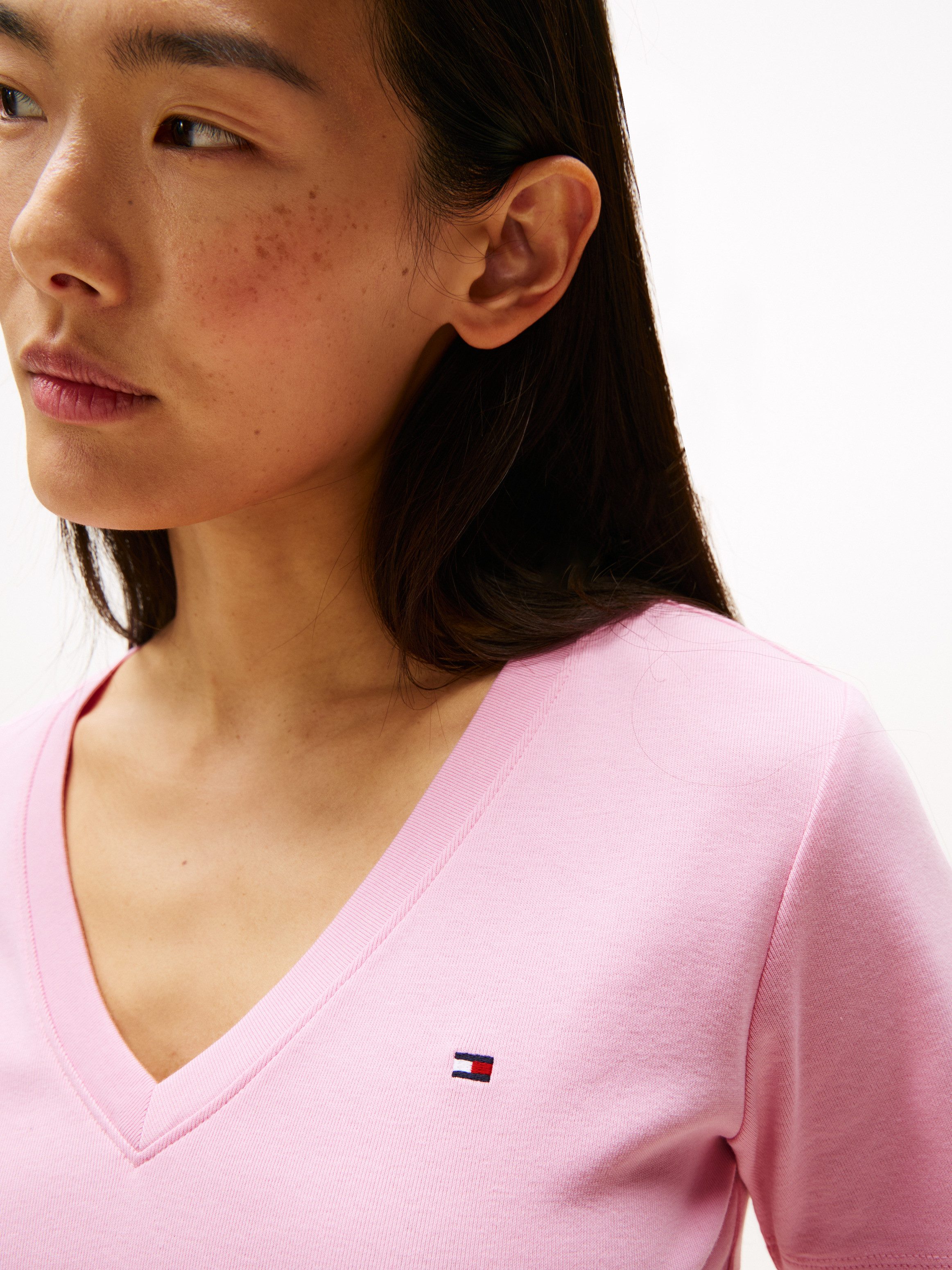 Tommy Hilfiger T-shirt SLIM CODY V-NK SS met V-hals en strepen