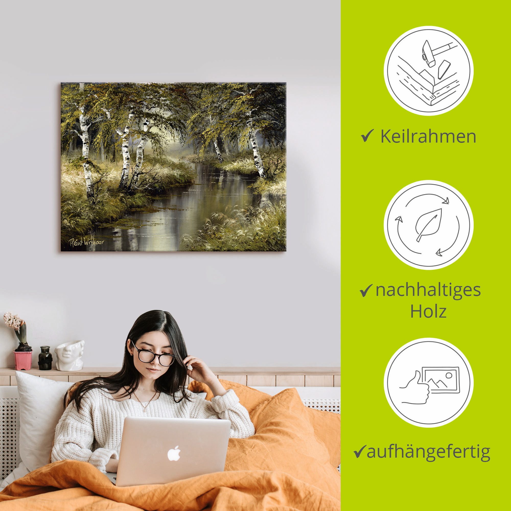 Artland Artprint Kanaal diep in het bos als artprint op linnen, poster, muursticker in verschillende maten