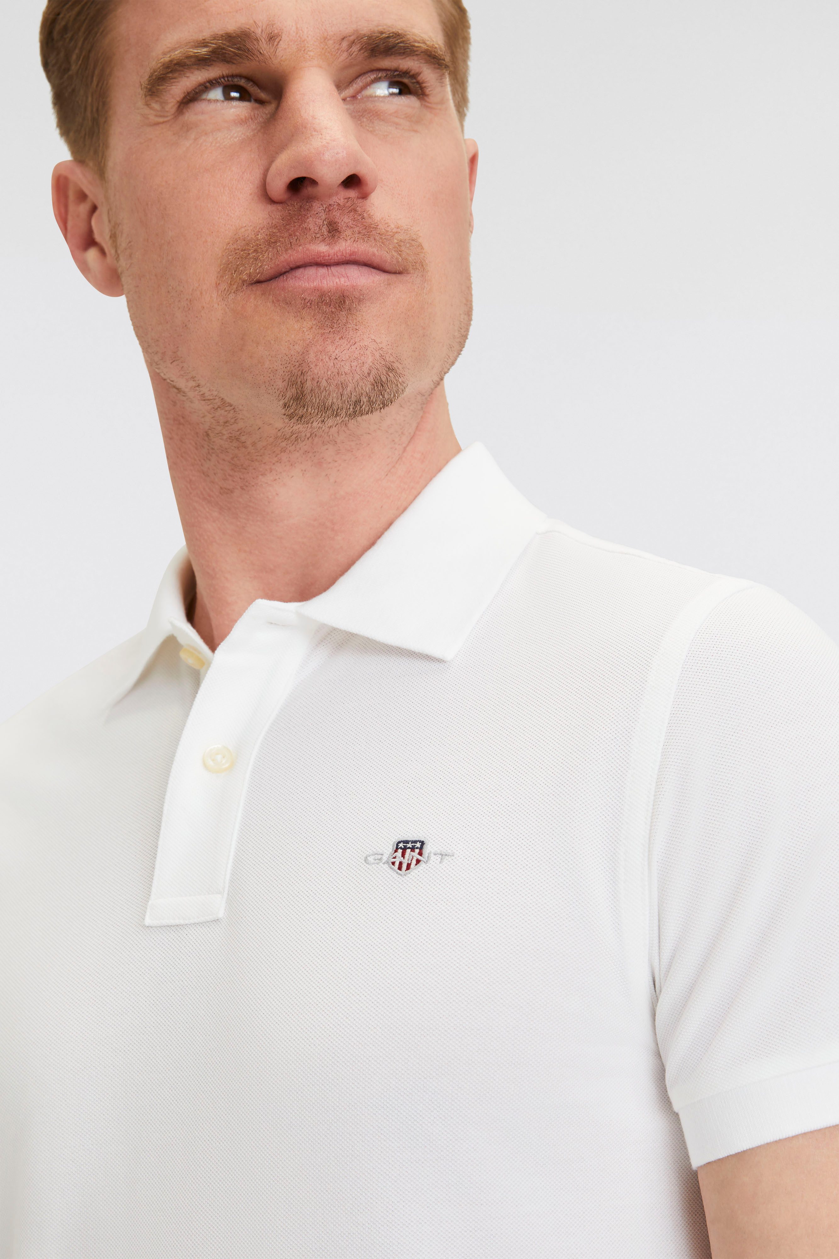 Gant Poloshirt REG SHIELD SS PIQUE POLO met logo en platte breikraag 100% katoen pique