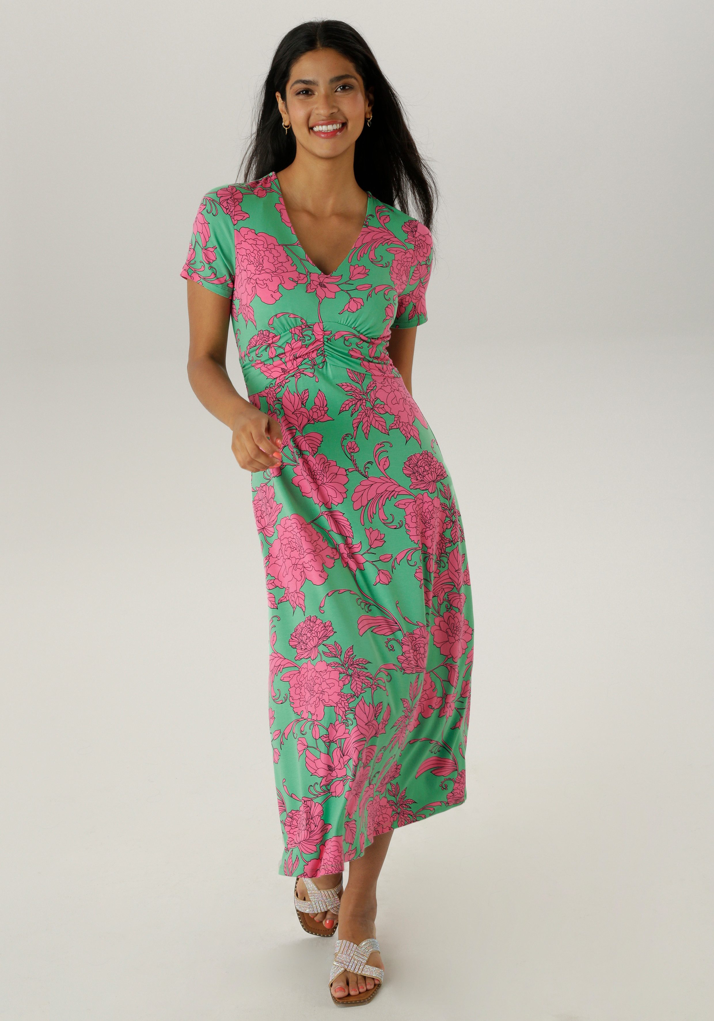 Aniston SELECTED Zomerjurk met abstracte bloemen- en bladerenprint