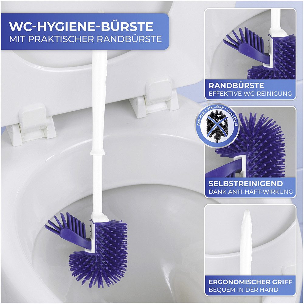 Maximex Toiletset Hygiëne-set WC-borstelhouder, toiletborstels met randborstel en anti-aanbakwerking (2-delig)