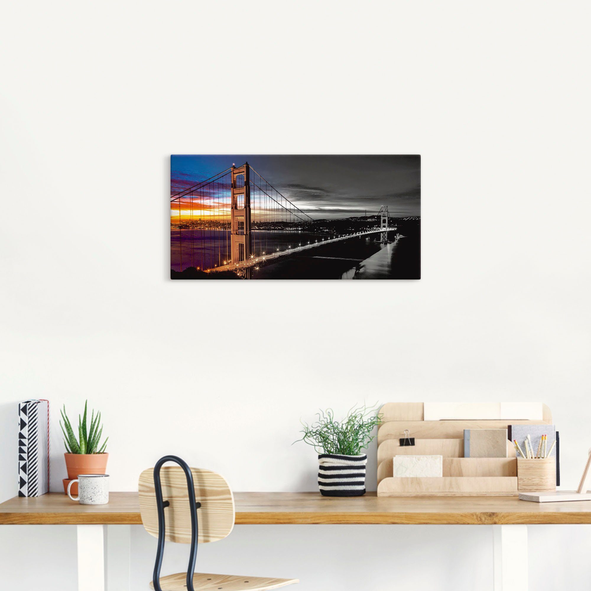 Artland Artprint op linnen The Golden Gate Bridge gespannen op een spieraam