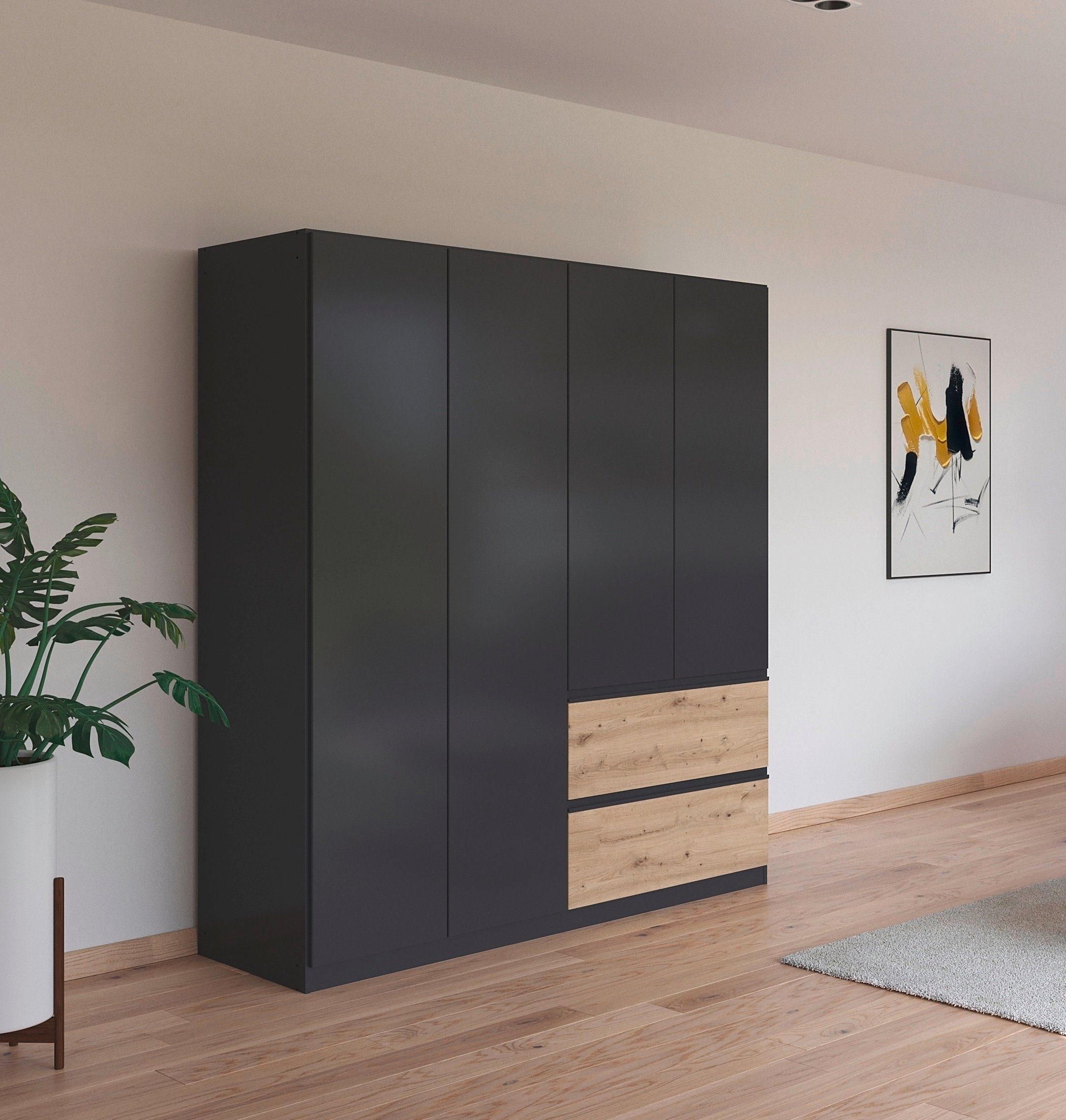 rauch Draaideurkast Kledingkast Kast Garderobe Wasmand COSTA in 3 Breedtes veel ruimte, greeploze front en push-to-open functie made in germany