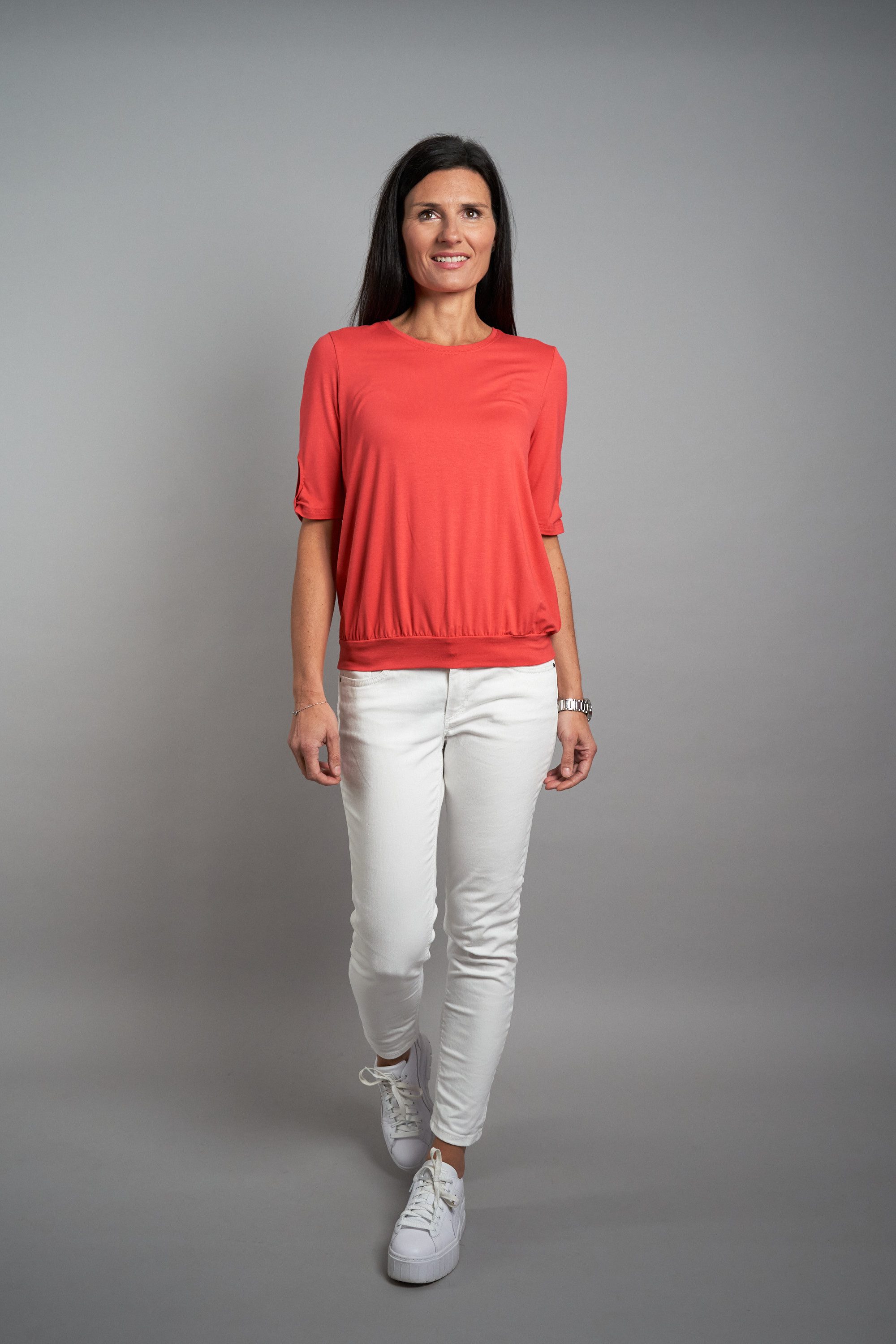 Seidel Moden Shirt met ronde hals met cut-out details, made in germany