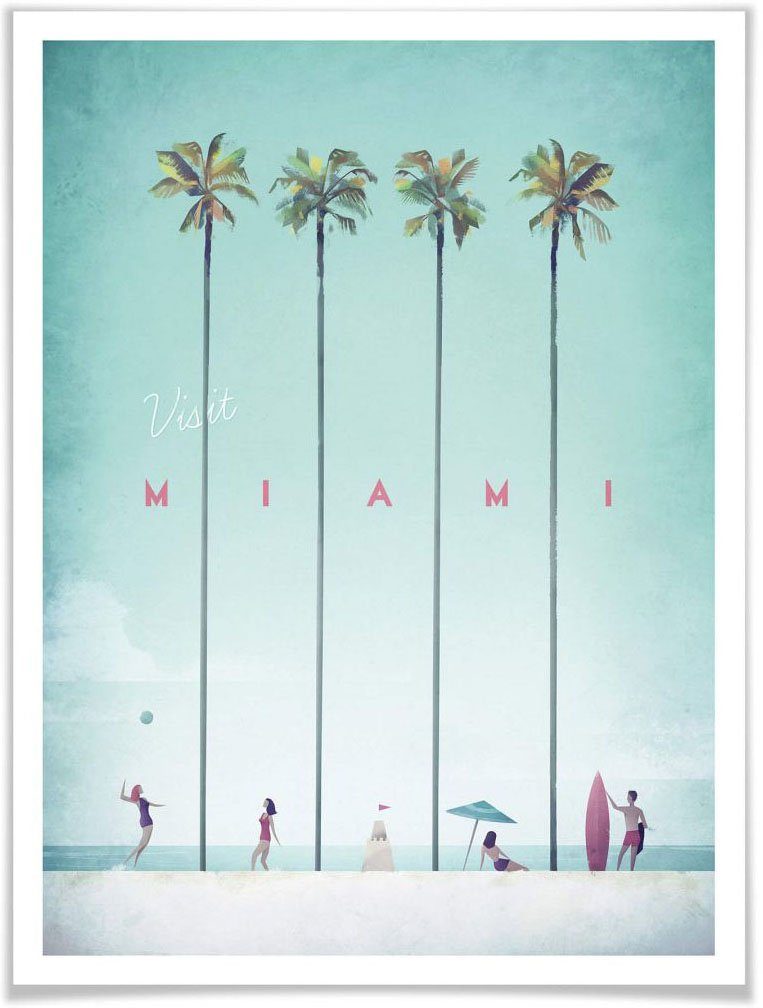wall-art poster palmen vakantie miami strand (1 stuk) multicolor