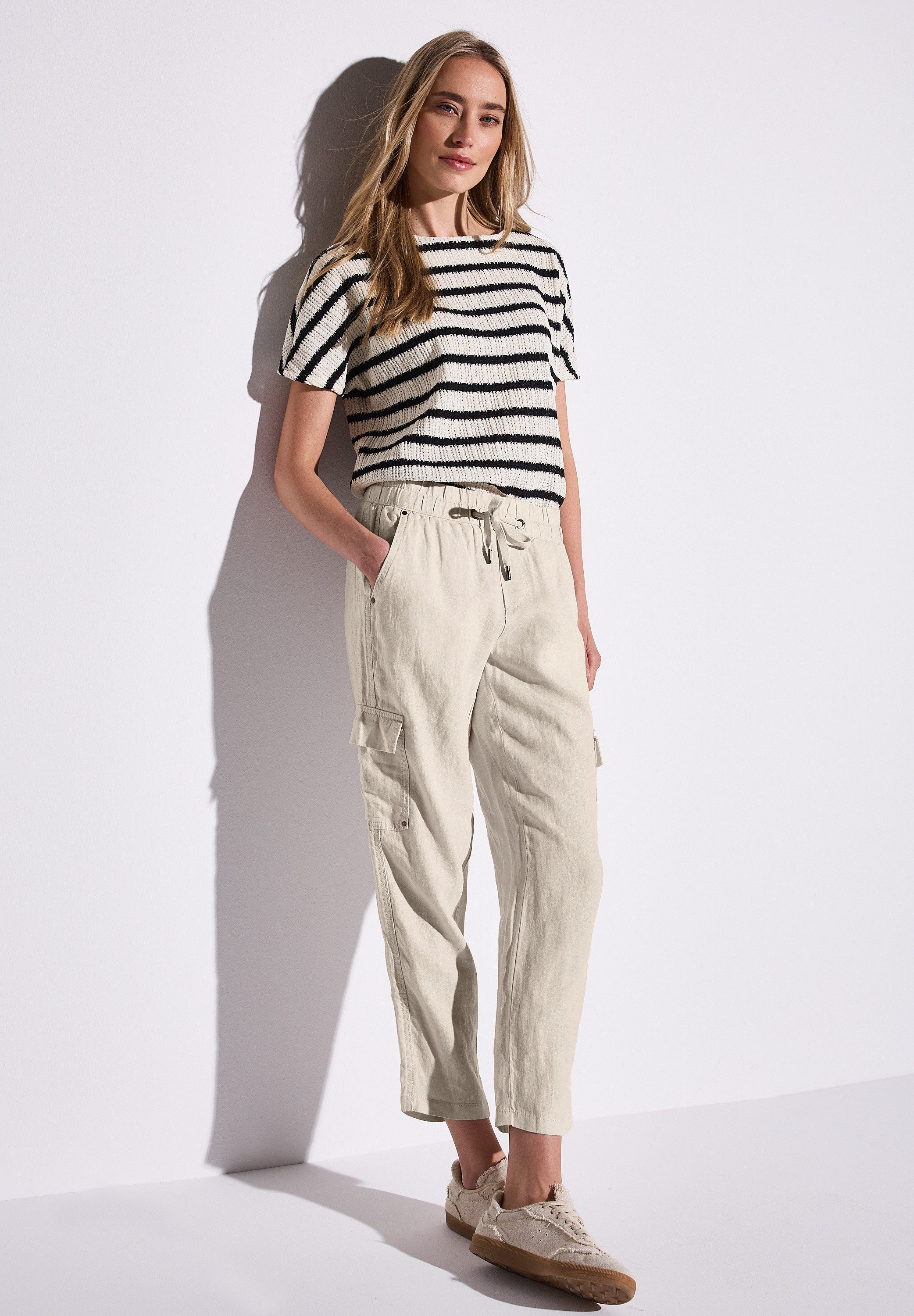 STREET ONE Linnen broek Style Bonny in cargo-look