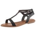 tommy hilfiger sandalen reminine leather flat sandal met th-logo zwart