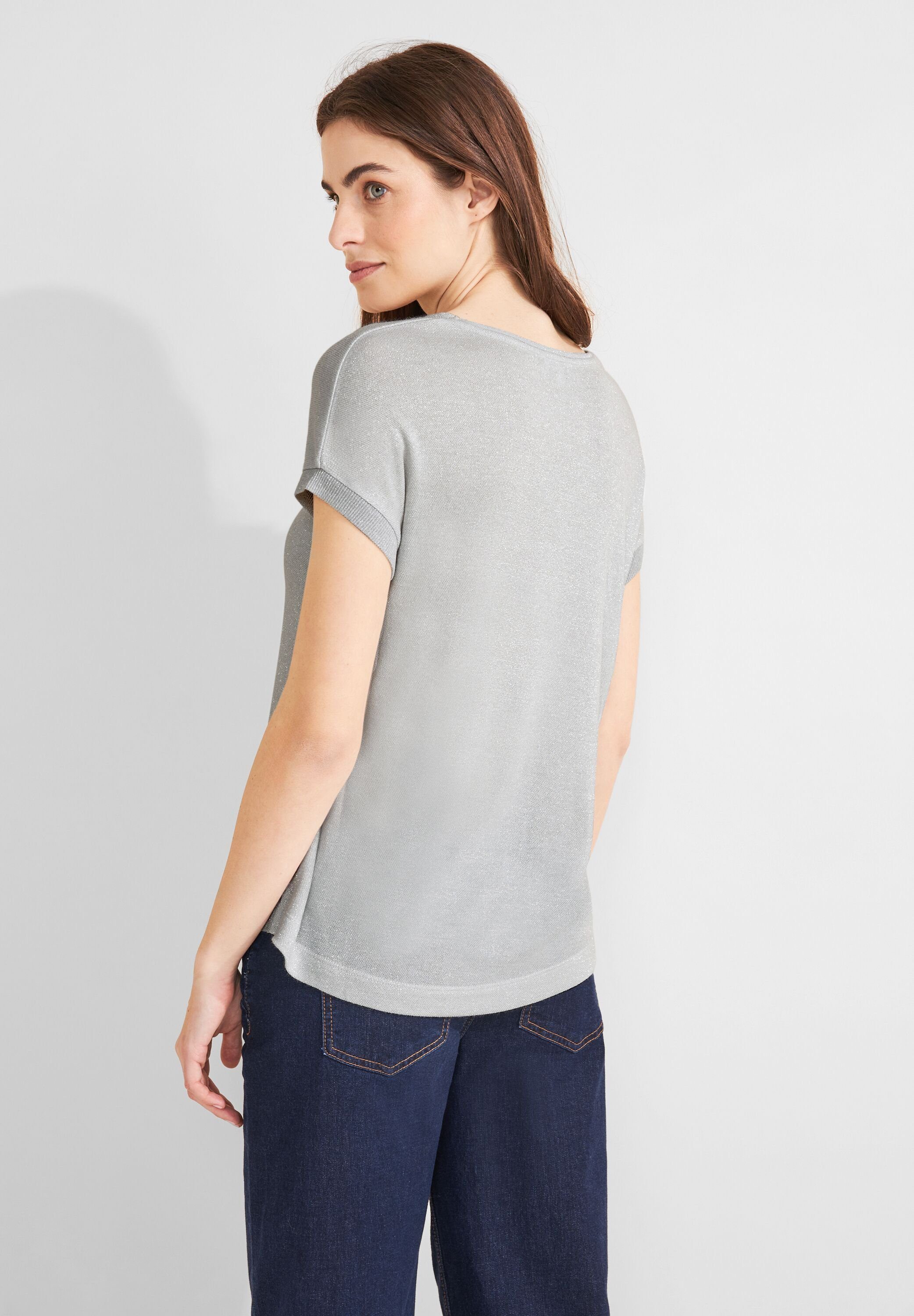 STREET ONE Gebreide top LTD QR V-Neck shiny Shirt