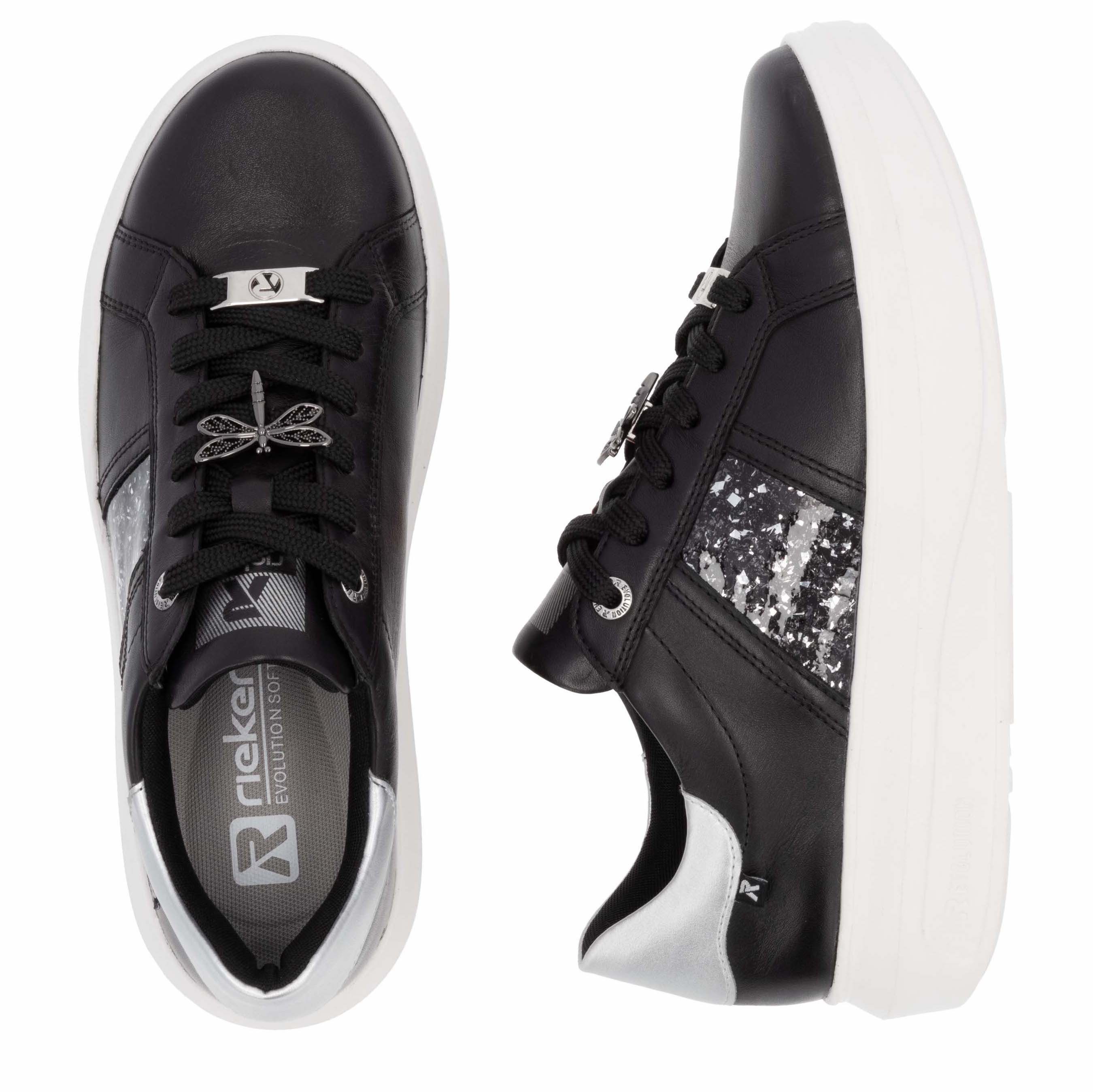 Rieker EVOLUTION Plateausneakers vrijetijdsschoen, lage schoen, veterschoen met contrast bies