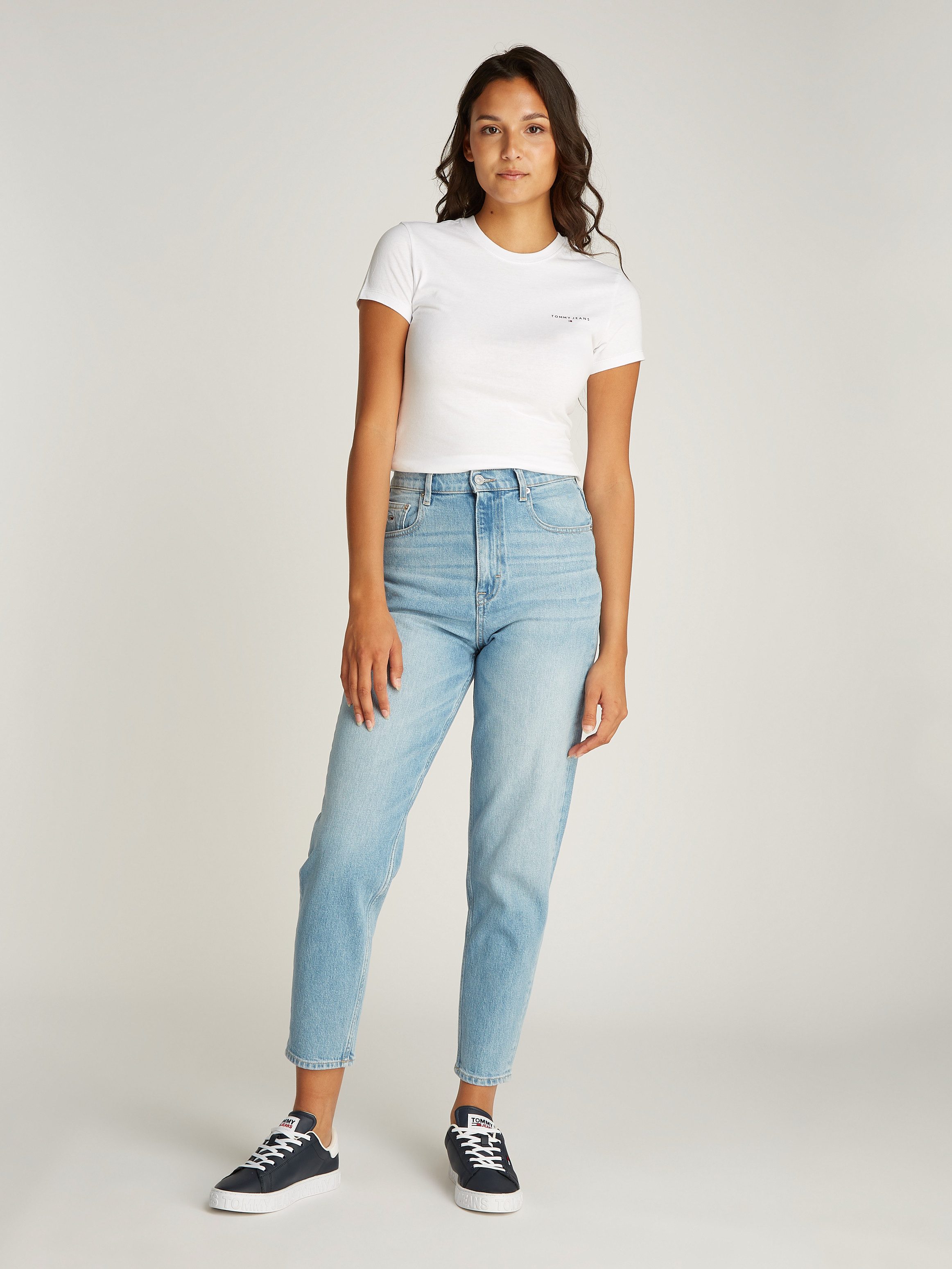 TOMMY JEANS T-shirt Tjw 2Pack Slim Linear Tee met logo-opdruk in effen kleur (Set van 2)