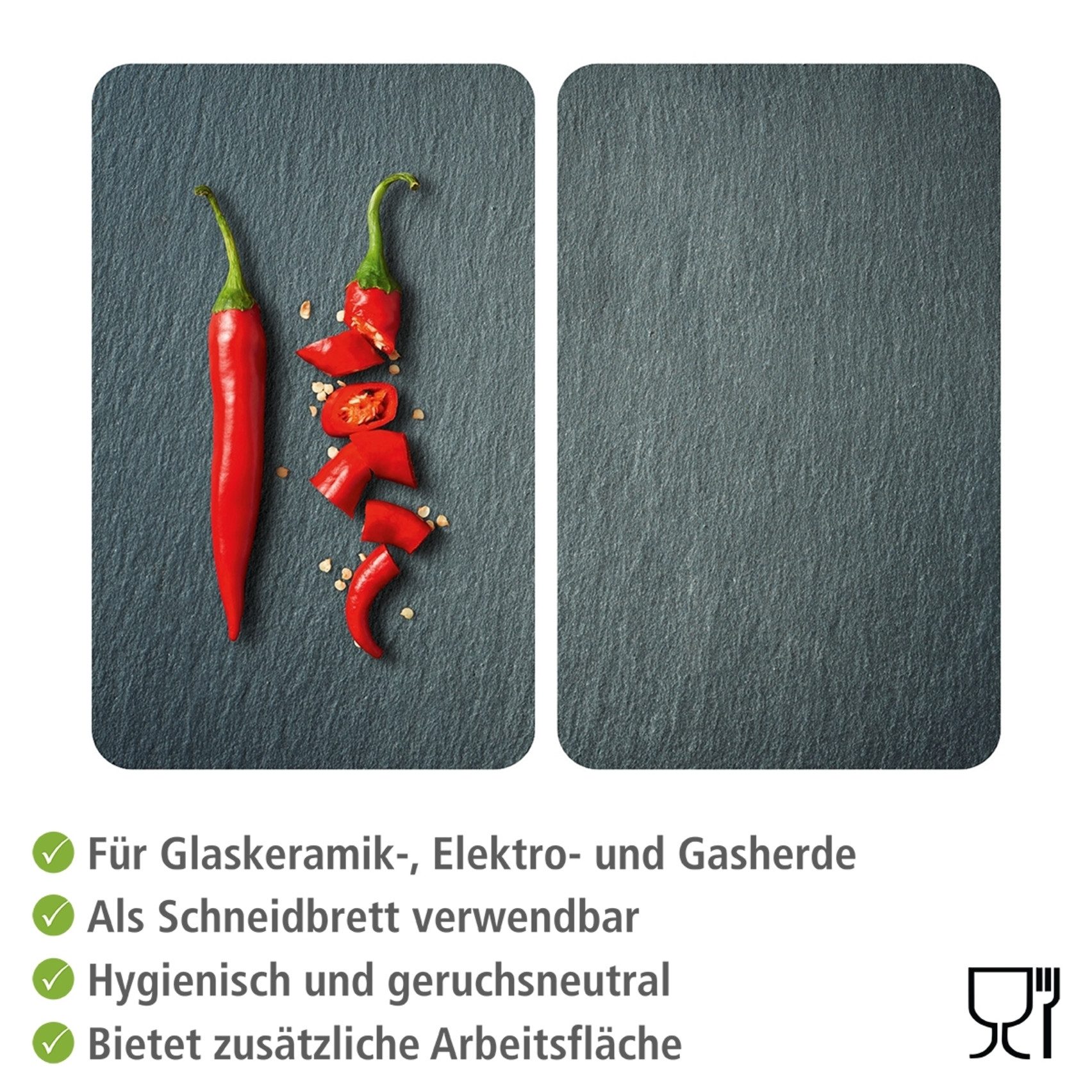 WENKO Kookplaatdeksel Universeel model Cayenne van gehard glas van wenko (set, 2-delig)