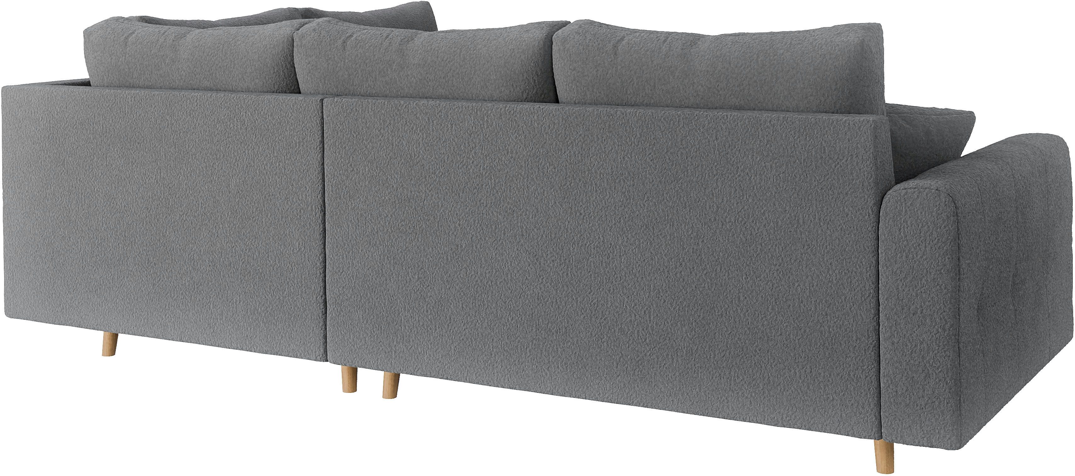 Home affaire Hoekbank CHARRE L-vorm met ottomane, afmetingen B/D/H: 231/161/81 cm fijne stiksels, losse rug- en sierkussens, ook in cord en bouclé