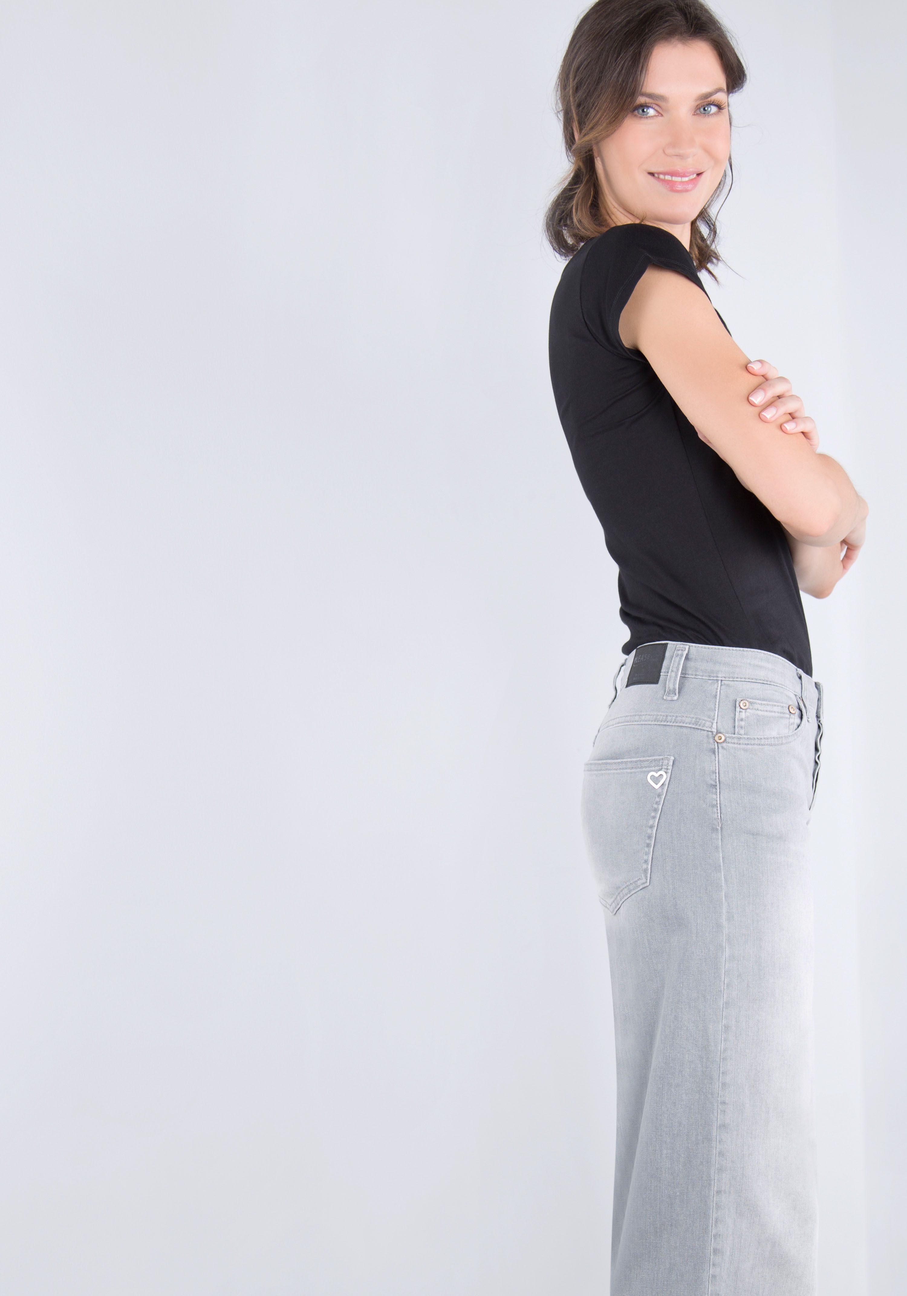 Please Jeans 5-pocket jeans met brede pijp en fade-out effecten